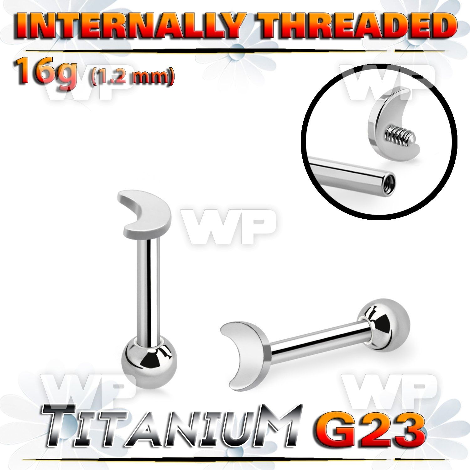 hxw8us titanium internal threaded barbell 3mm moon