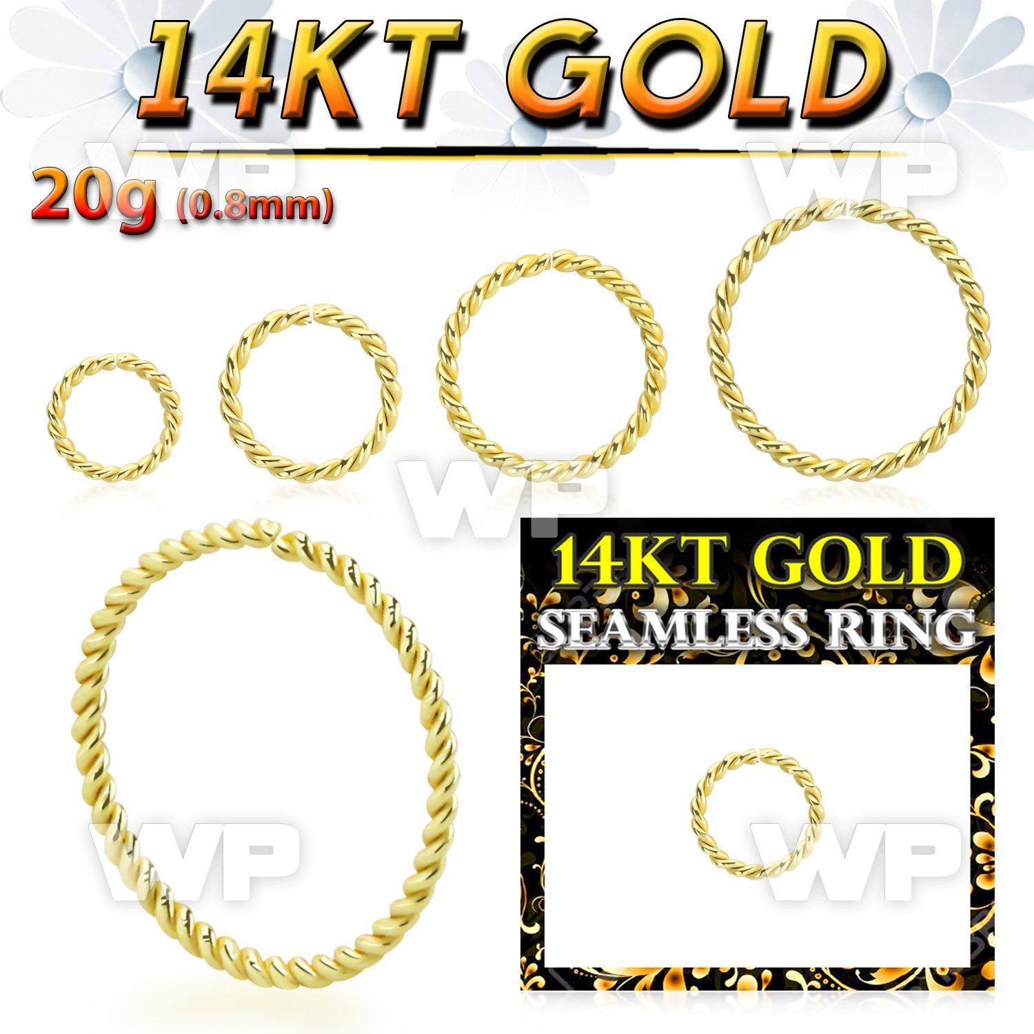 i3wbokp 14kt gold seamless ring 20g twisted wire
