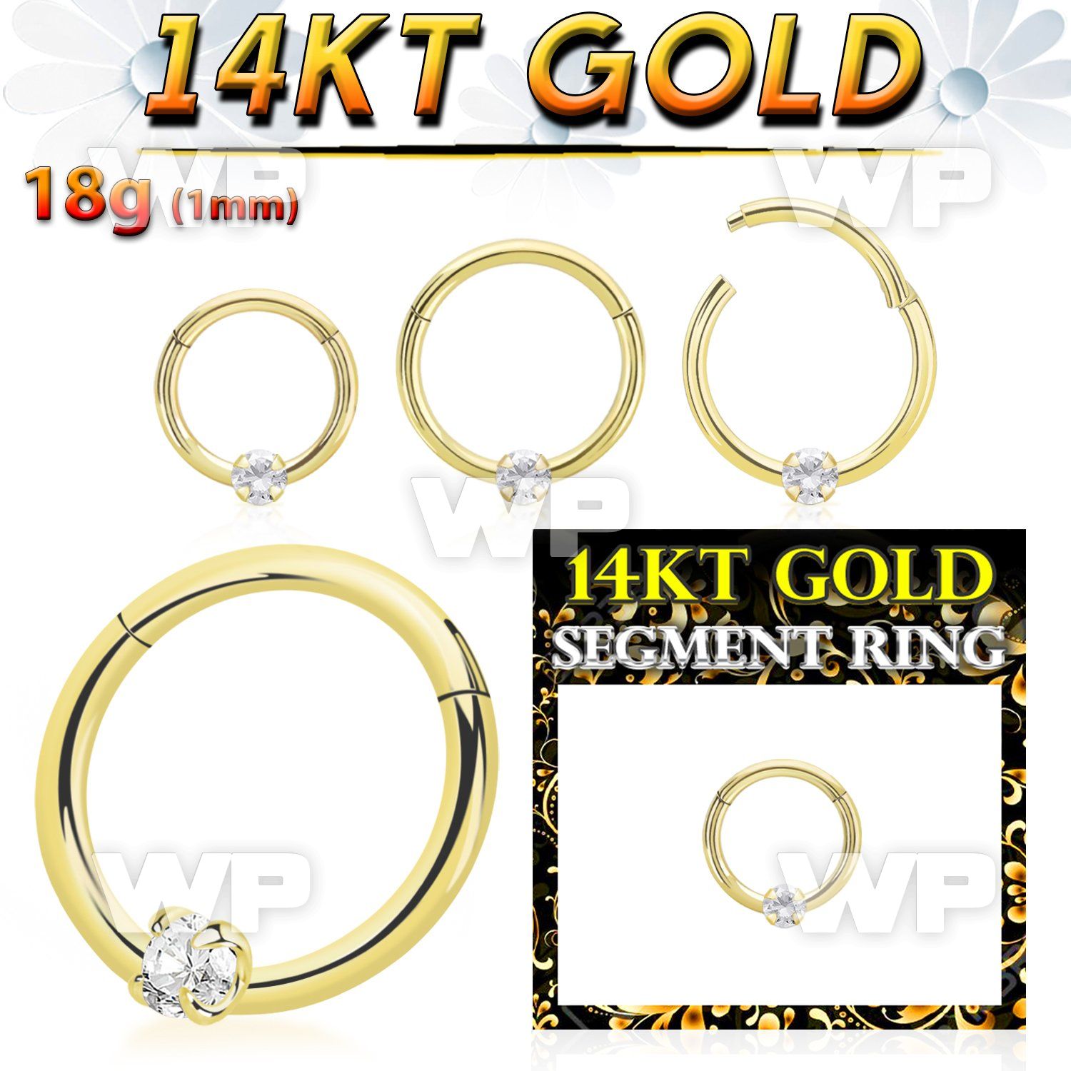 i3wixetgk 14kt gold hinged segment clicker 18g cz claw set