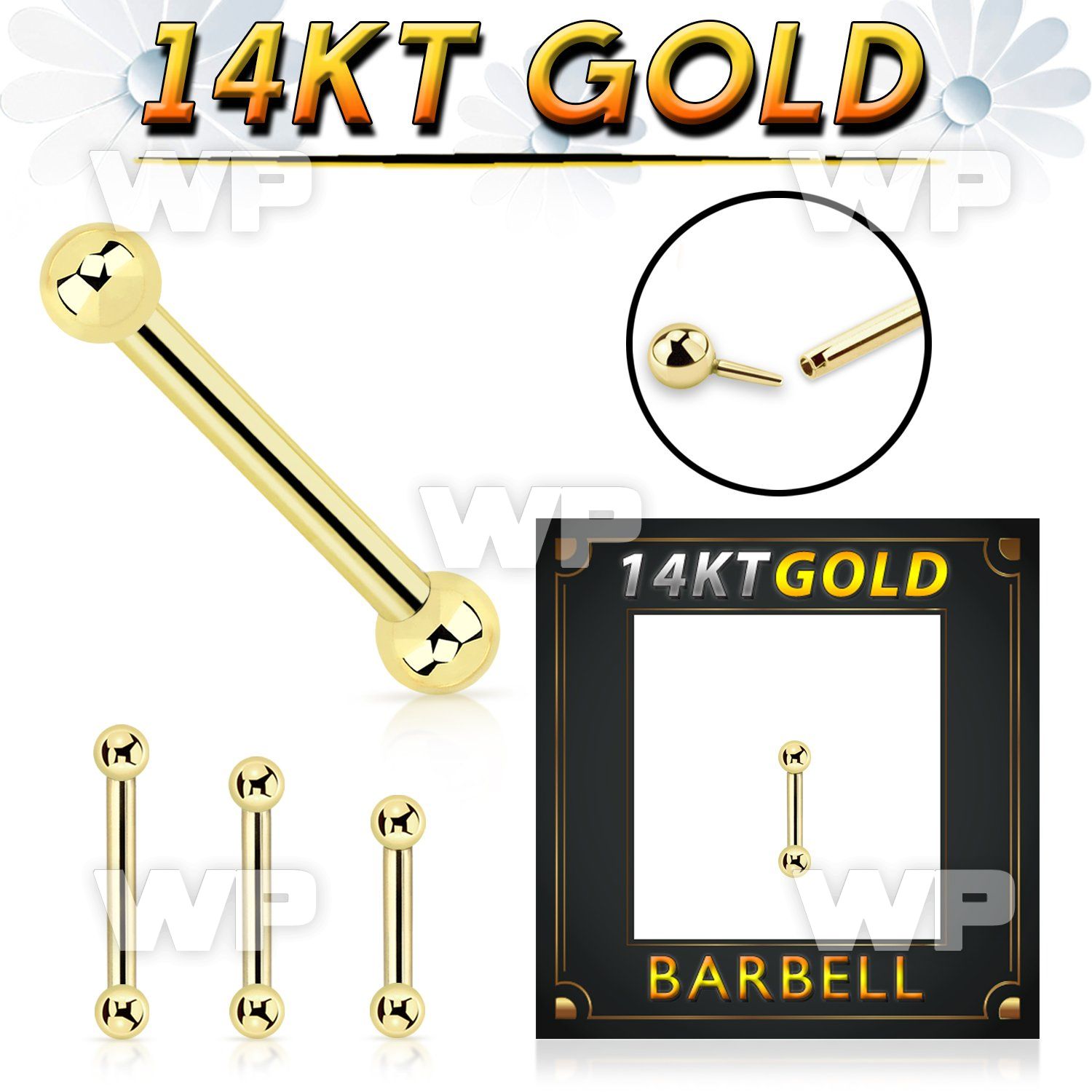 i444ks 14kt gold threadless press fit straight bar 16g balls