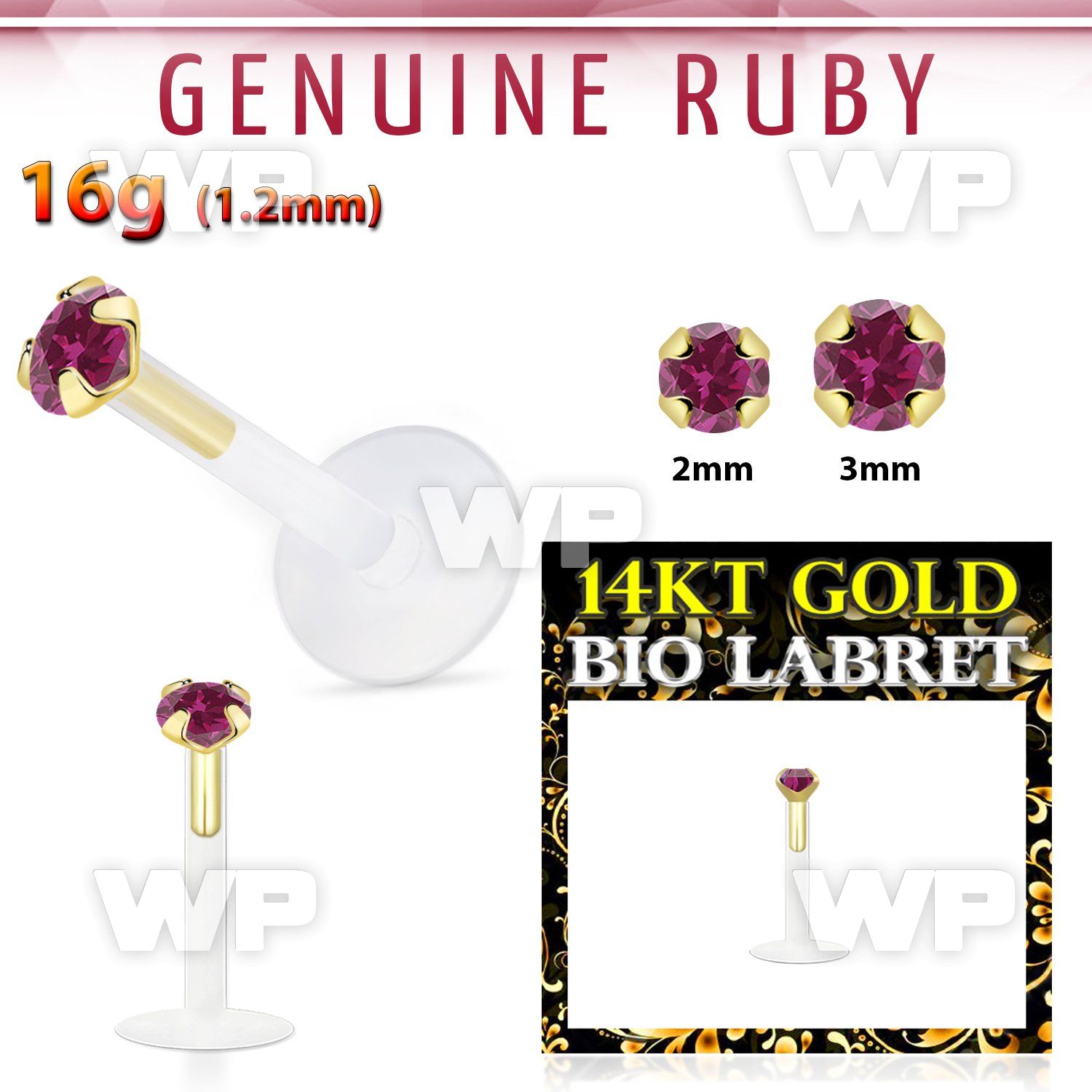i48iws bio flex labret 1 2mm push in 14kt gold top 2mm genuine lower lip piercing