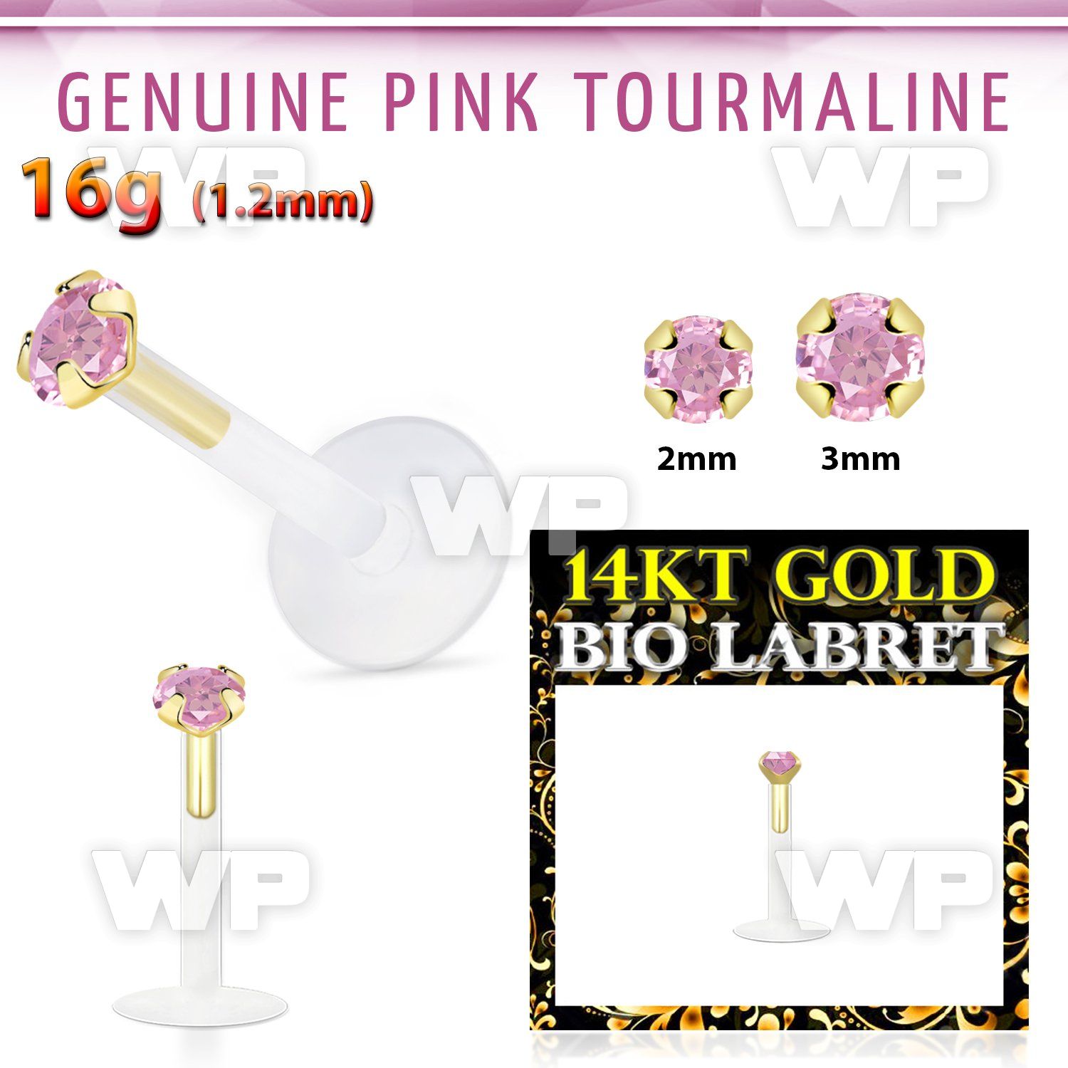 i48iwz bio flex labret 1 2mm push in 14kt gold top 2mm genuine lower lip piercing