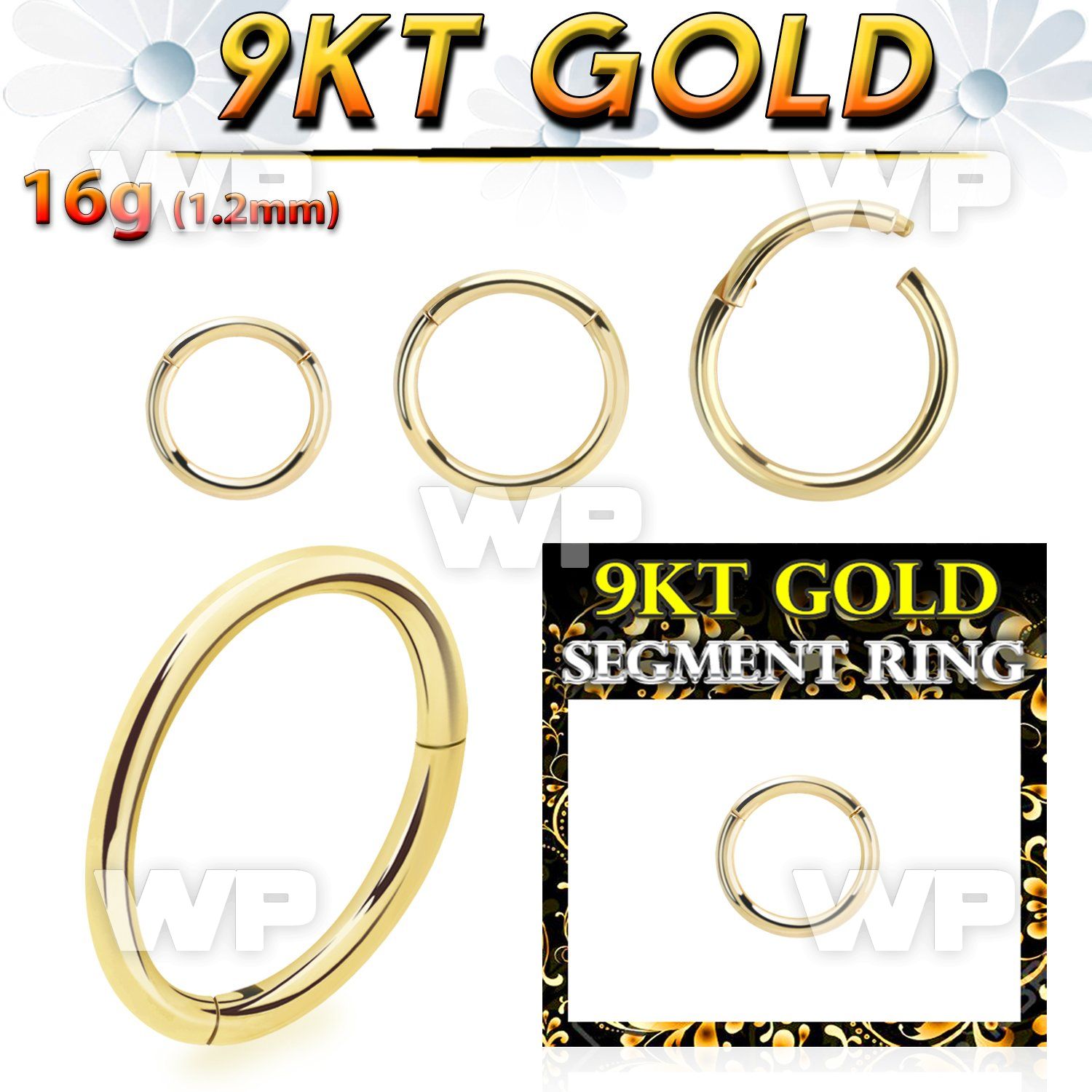 i93wixey 9kt gold hinged segment clicker 16g