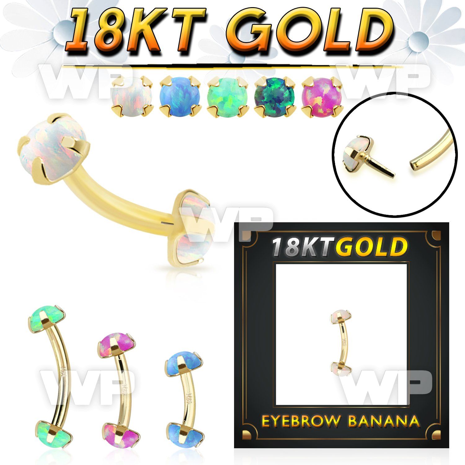 ii4u5 18kt gold threadless press fit bananabell 16g cabochon