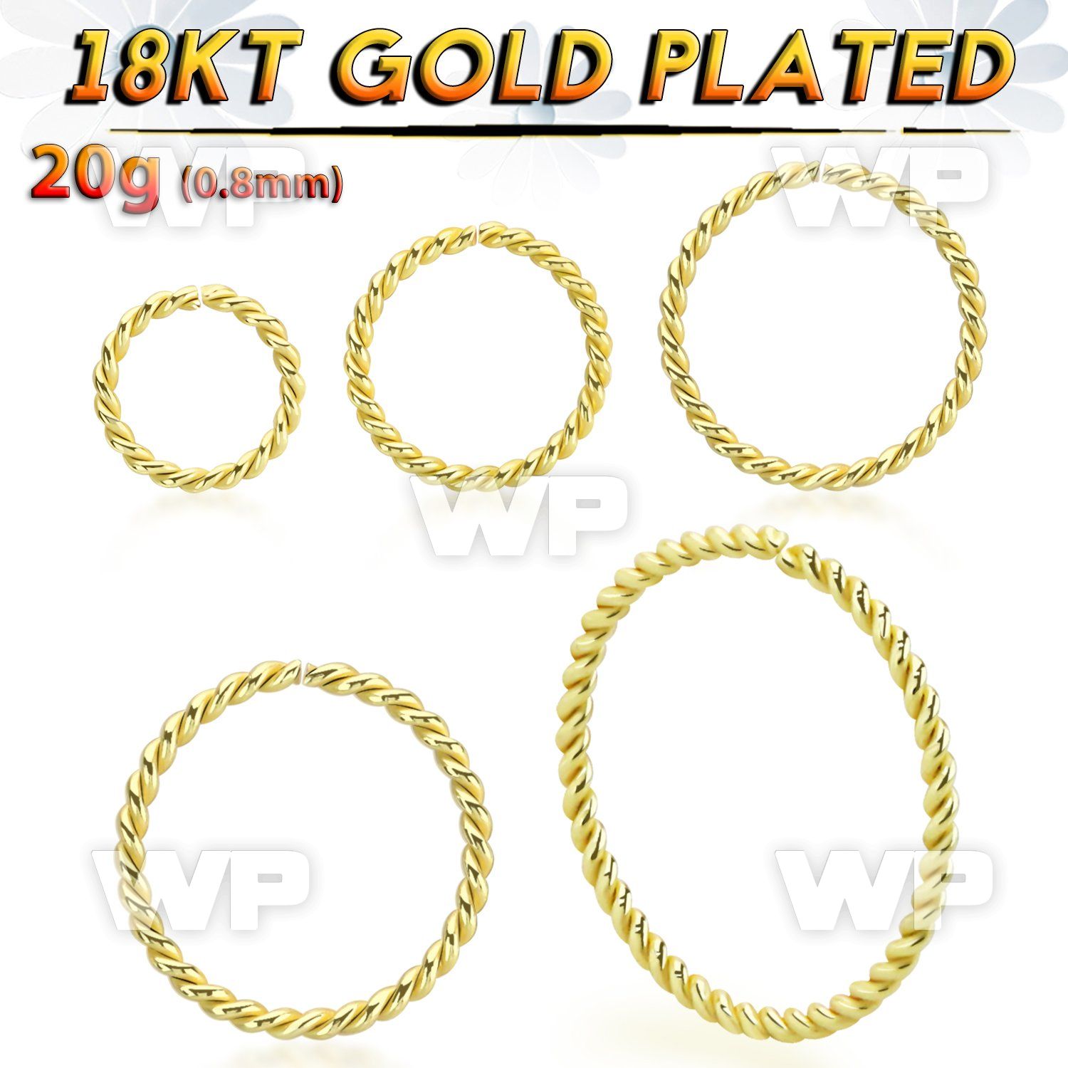 im3wbokp 18kt gold finish silver seamless ring 20g twisted