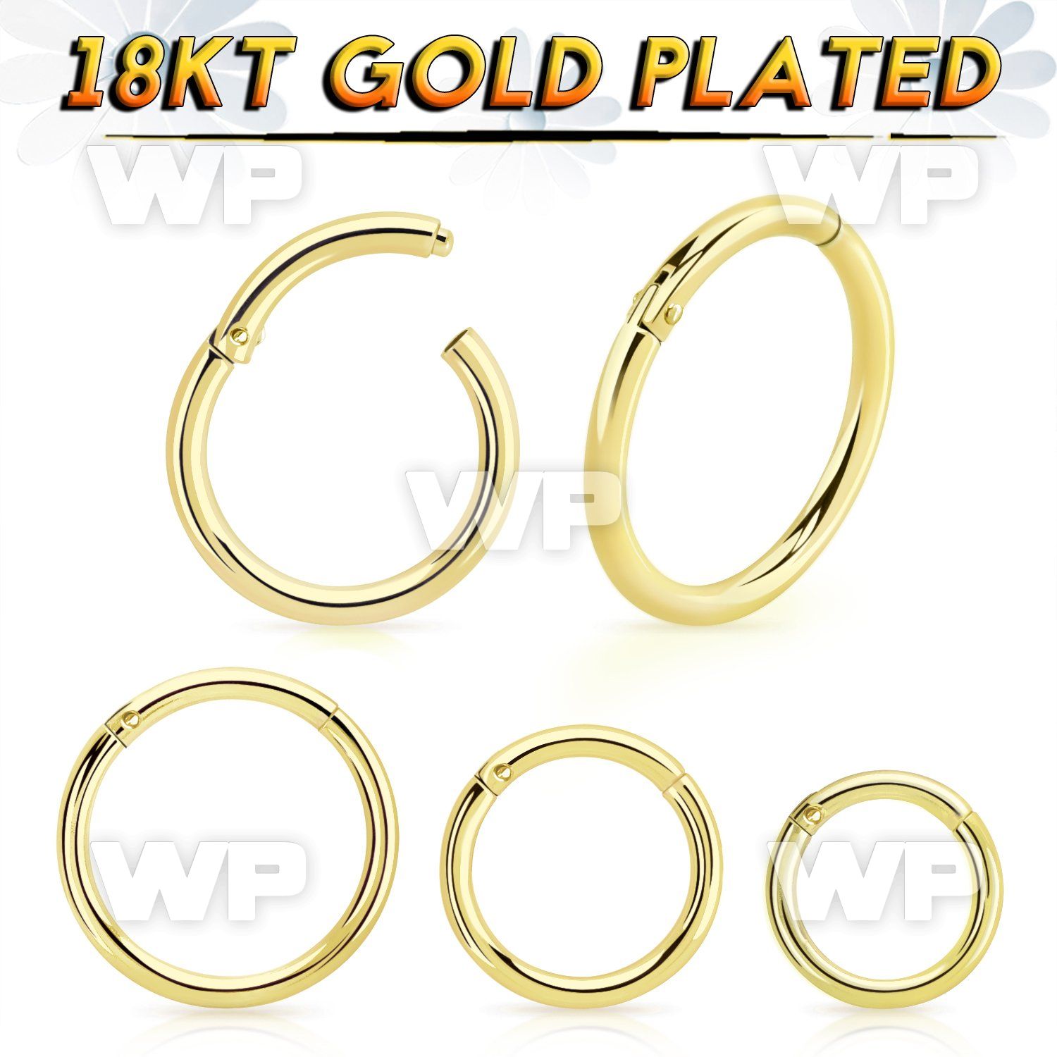 im3wixey 18kt gold finish silver hinged segment clicker 16g