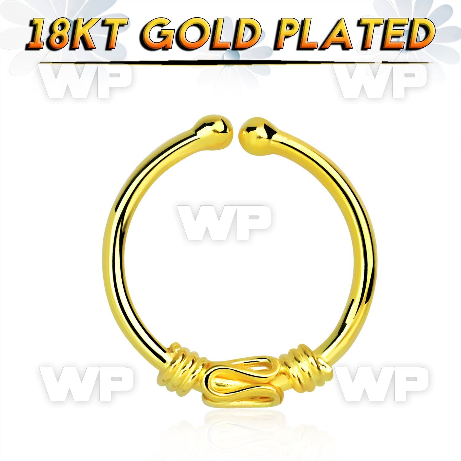 im3wmek1 silver fake septum ring w genuine 18k gold plating w a septum piercing