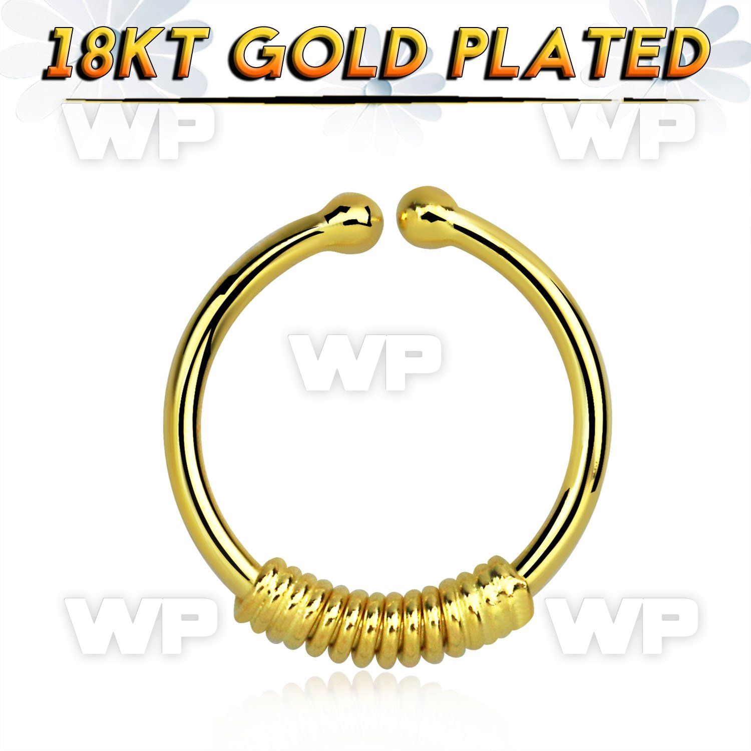 im3wmek2 silver fake septum ring w genuine 18k gold plating w a septum piercing