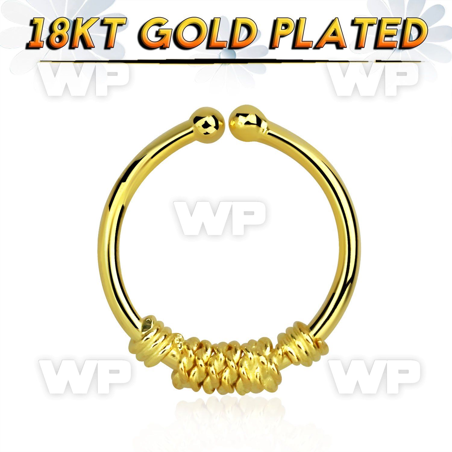 im3wmek4 silver fake septum ring w genuine 18k gold plating w a septum piercing