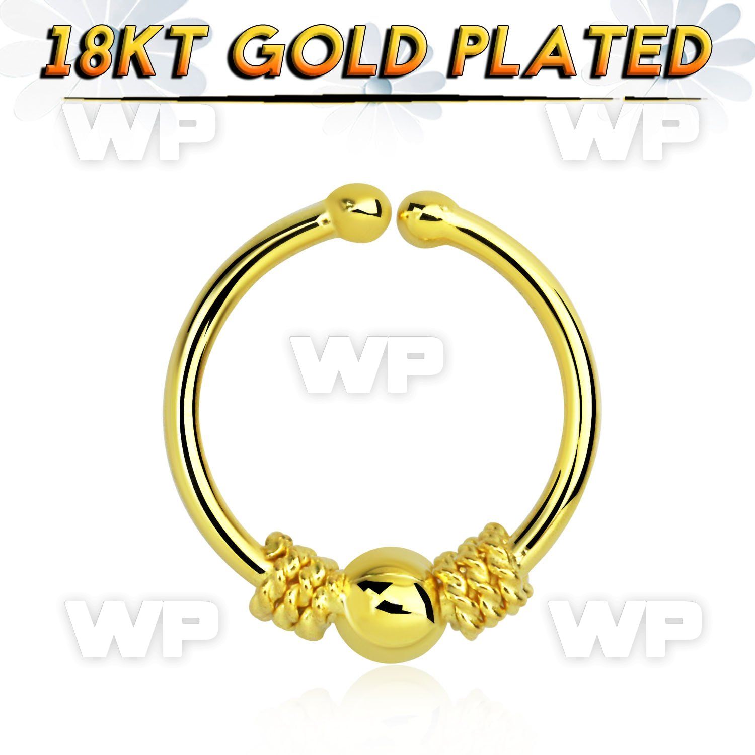 im3wmek6 silver fake septum ring w genuine 18k gold plating w a septum piercing