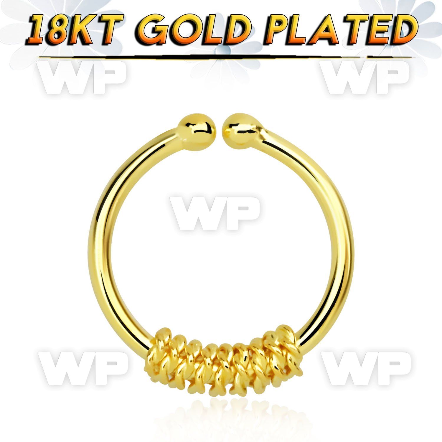 im3wmek8 silver fake septum ring w genuine 18k gold plating w a septum piercing