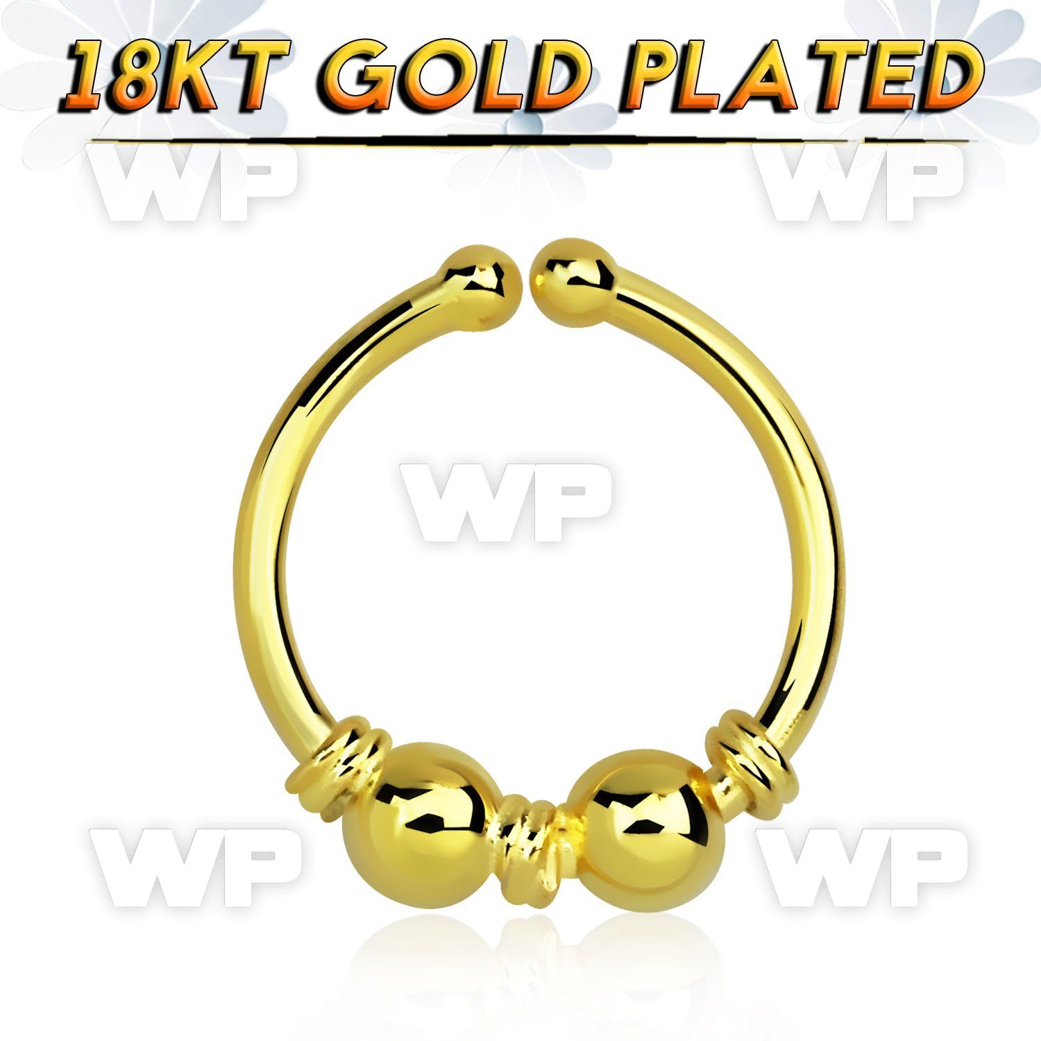 im3wmekb silver fake septum ring w genuine 18k gold plating w two septum piercing