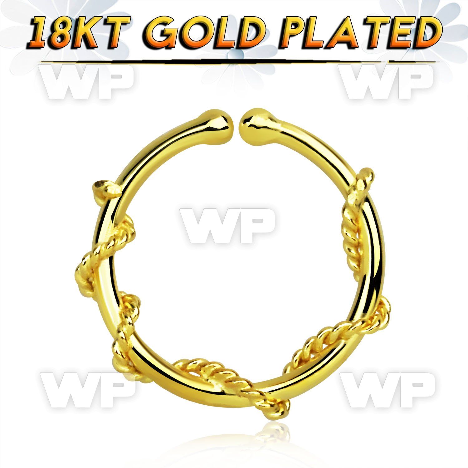 im3wmekc gold plated silver fake septum ring w a thin rope