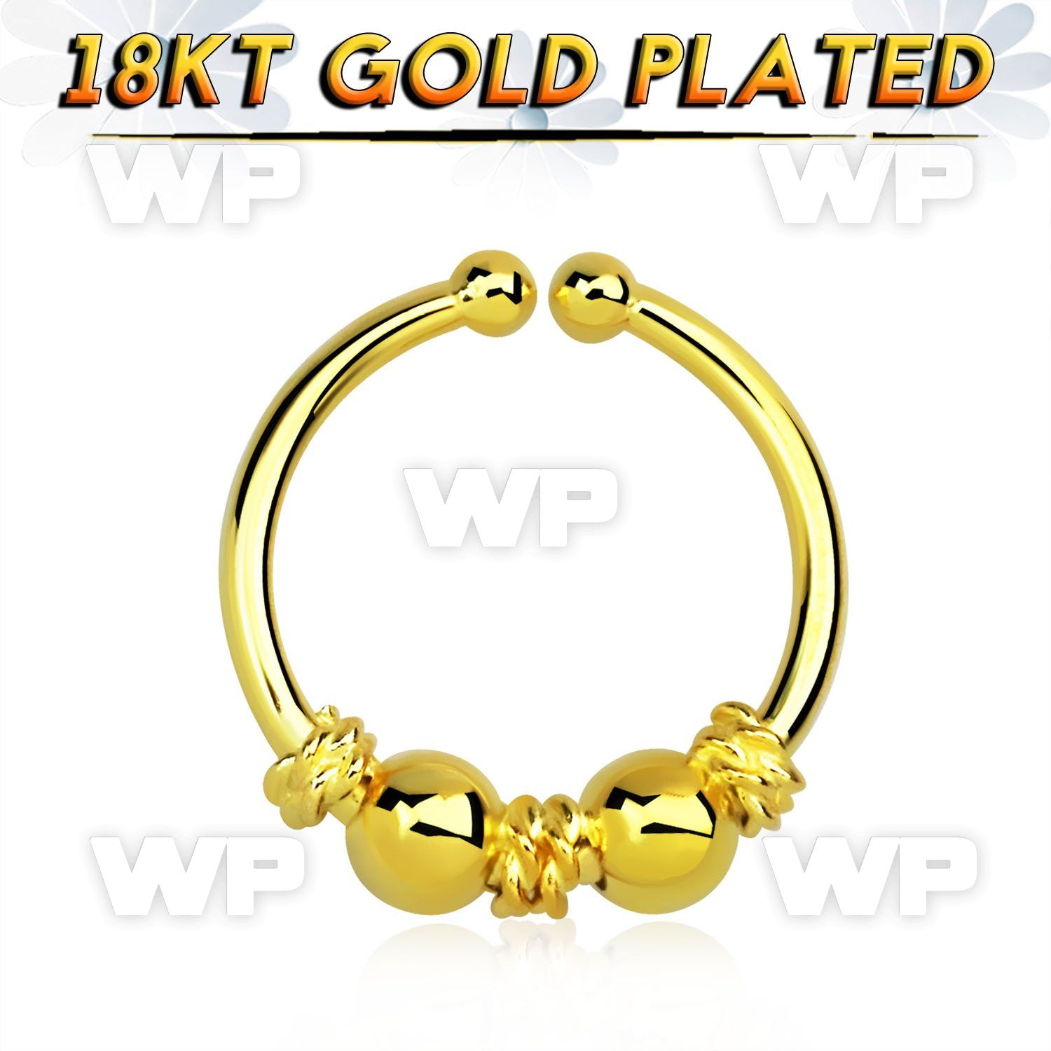 im3wmekd silver fake septum ring w genuine 18k gold plating w a septum piercing
