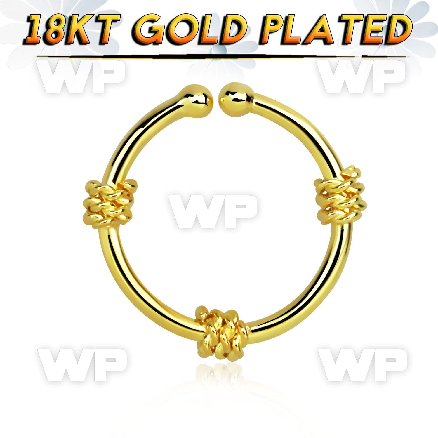 im3wmeki silver fake septum ring w genuine 18k gold plating w thre septum piercing