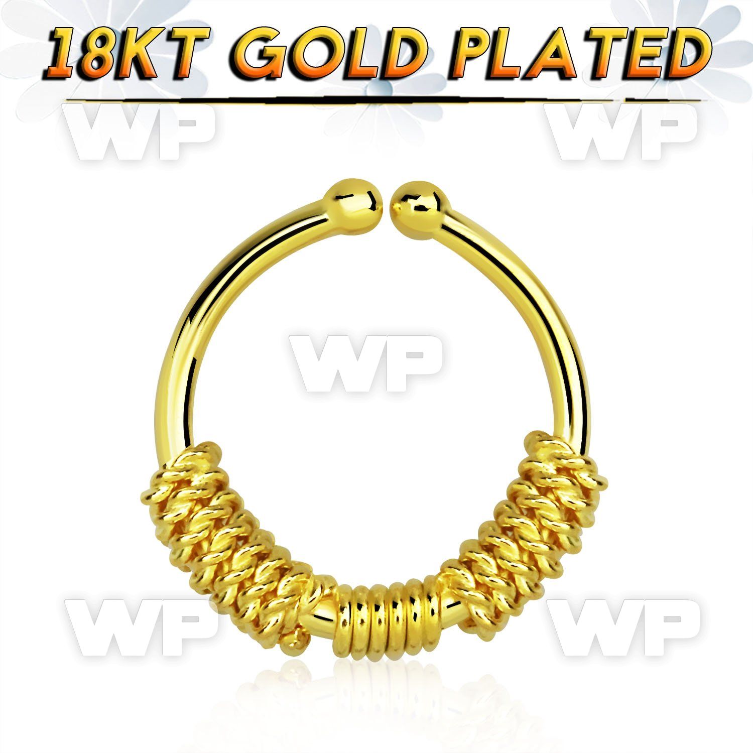 im3wmekw silver fake septum ring w genuine 18k gold plating w thre septum piercing