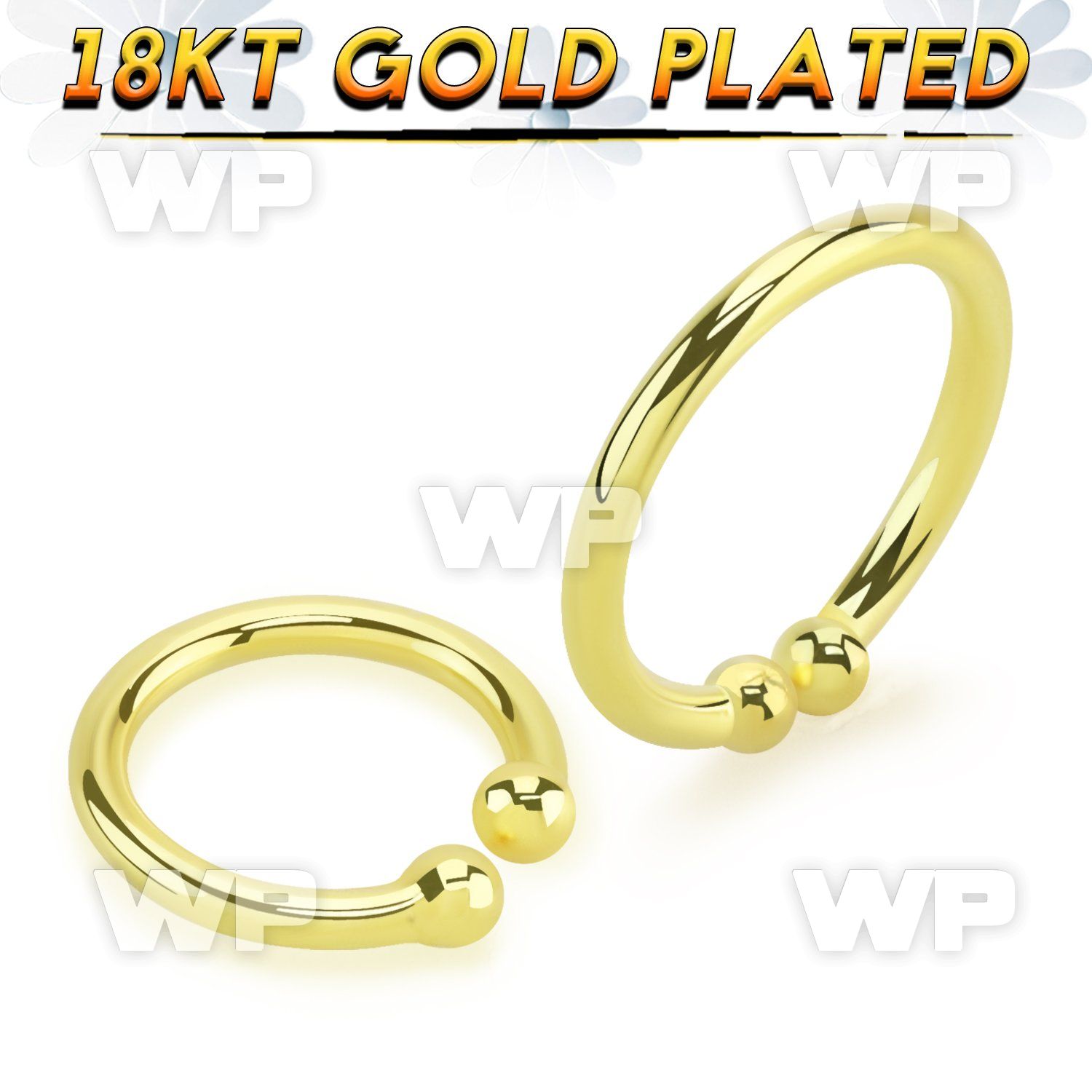 im3wmj 18k gold plated silver fake septum ring plain