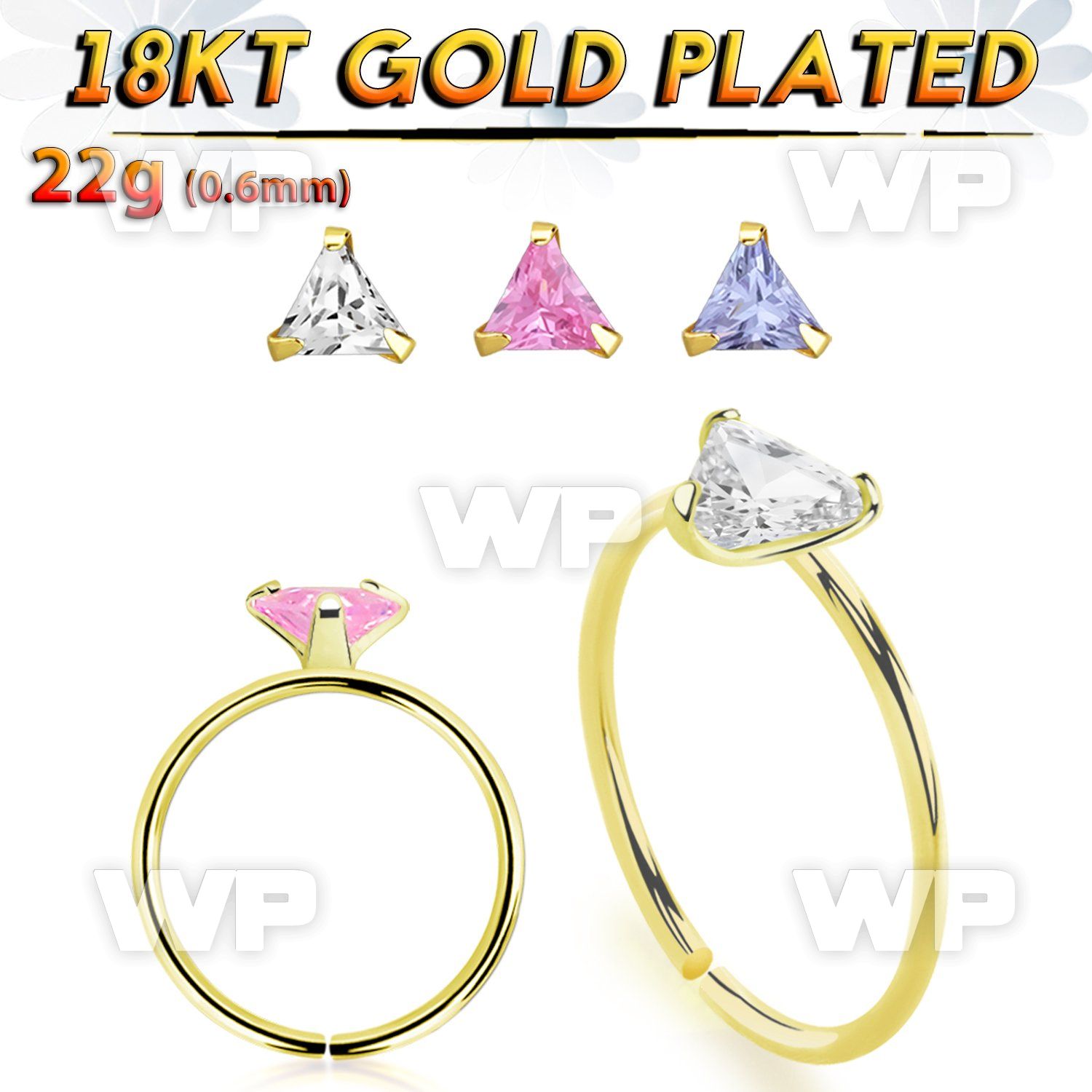 imgrjkk 18kt finish silver seamless nose ring 22g triangle