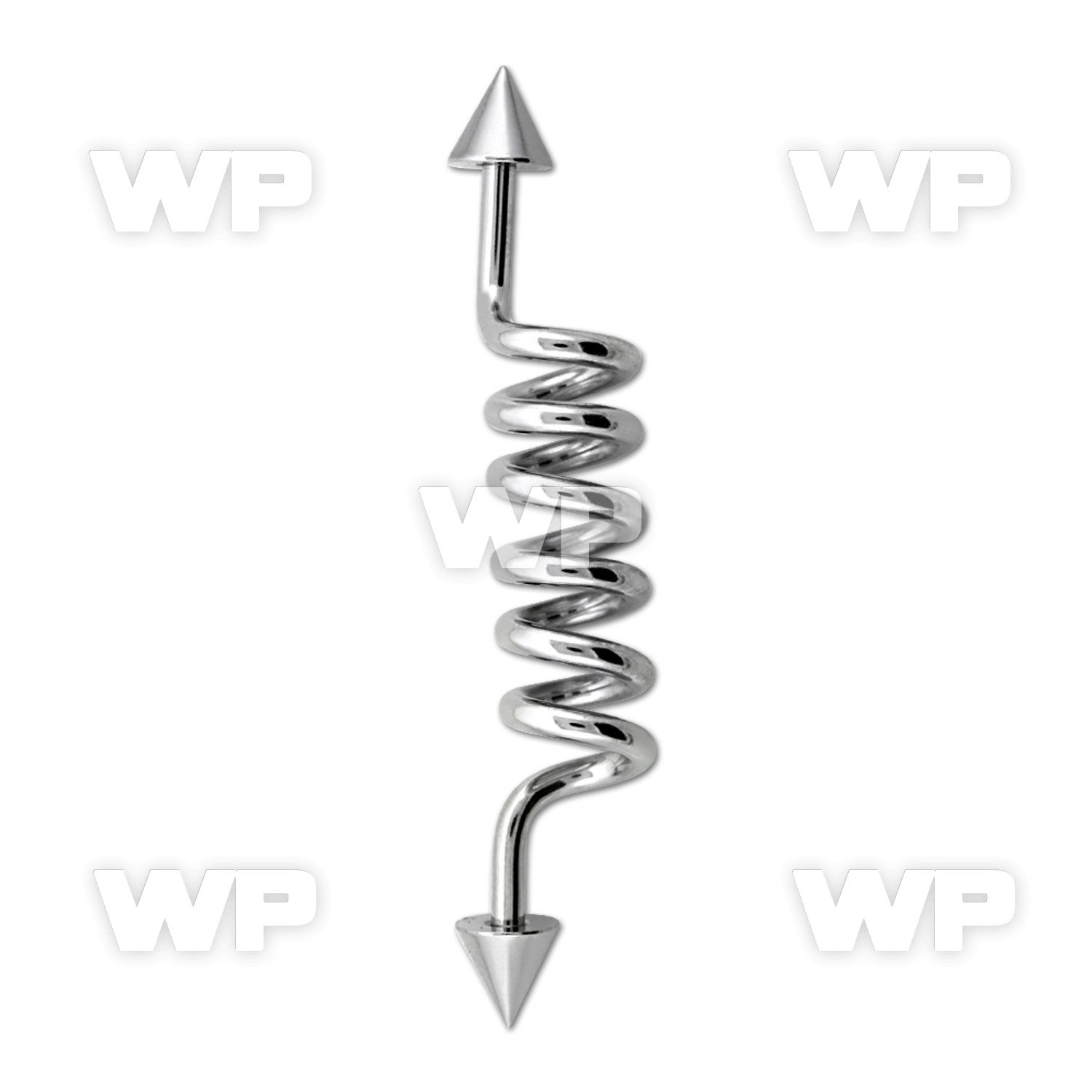 indcn5 316l steel industrial coil barbell (1.6mm) w 5mm cones