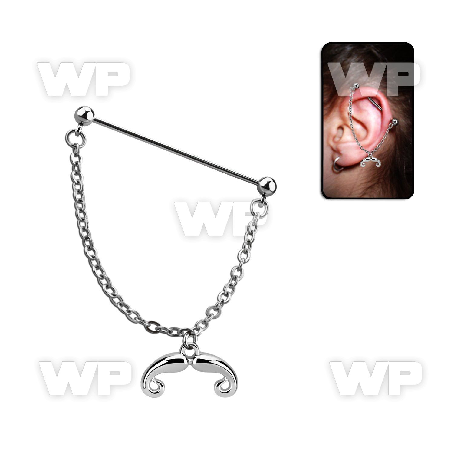 indsd5 steel industrial barbell w dangling french mustache