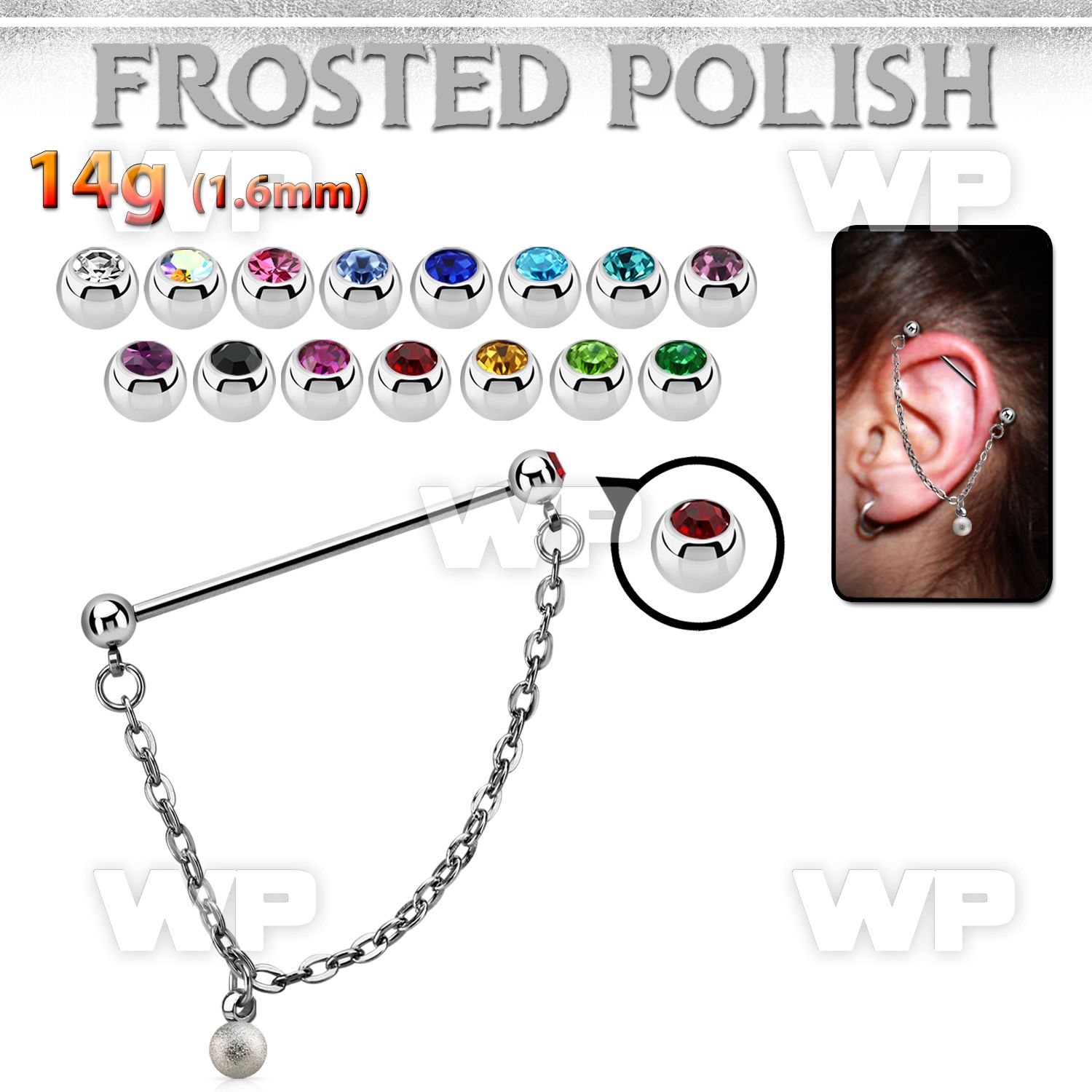indsdfo2 steel industrial jewel barbell w dangling frosted ball