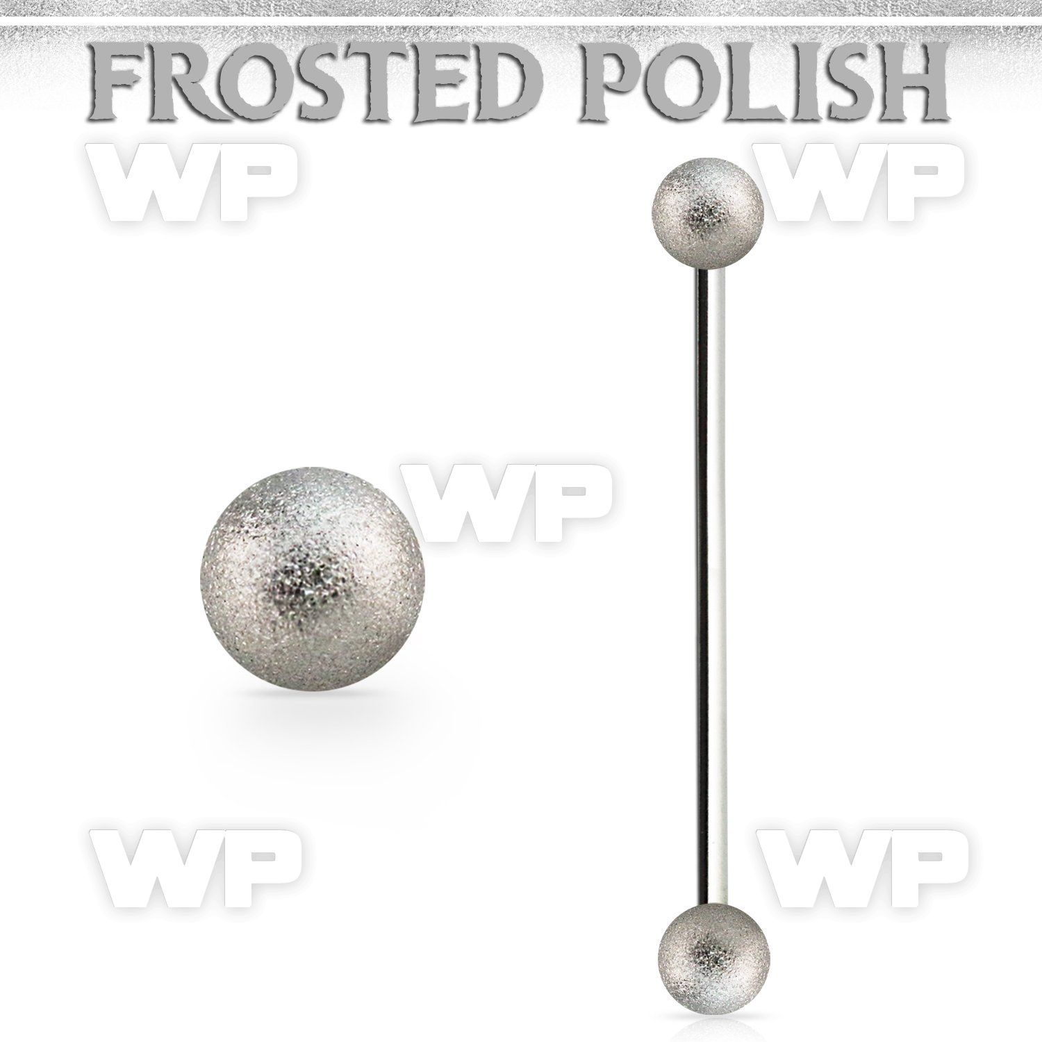 info4s 316l steel industrial barbell w 2 4mm frosted steel ball
