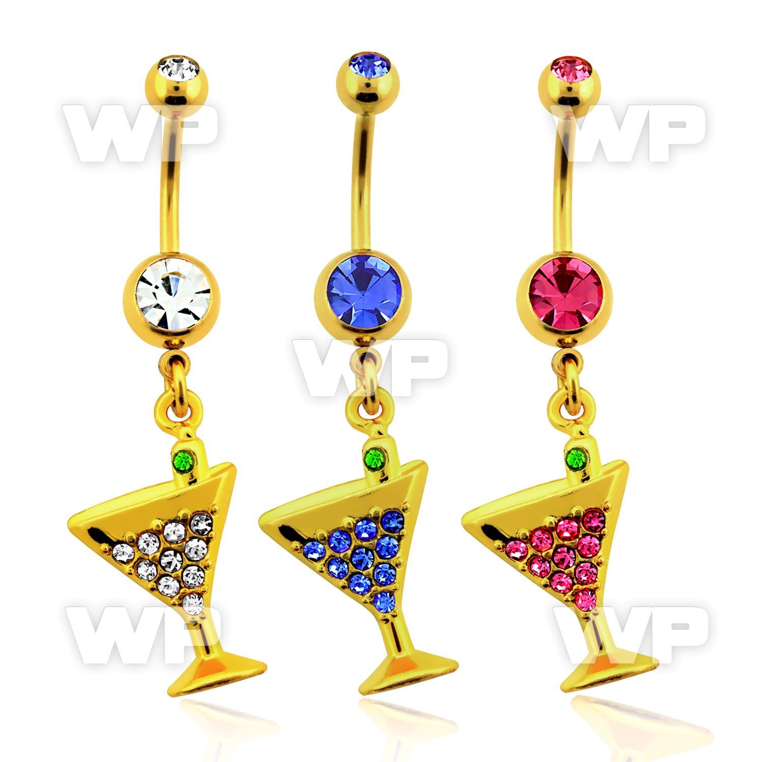 ir1j7ak gold ion plated steel belly ring press fit jewel balls belly piercing
