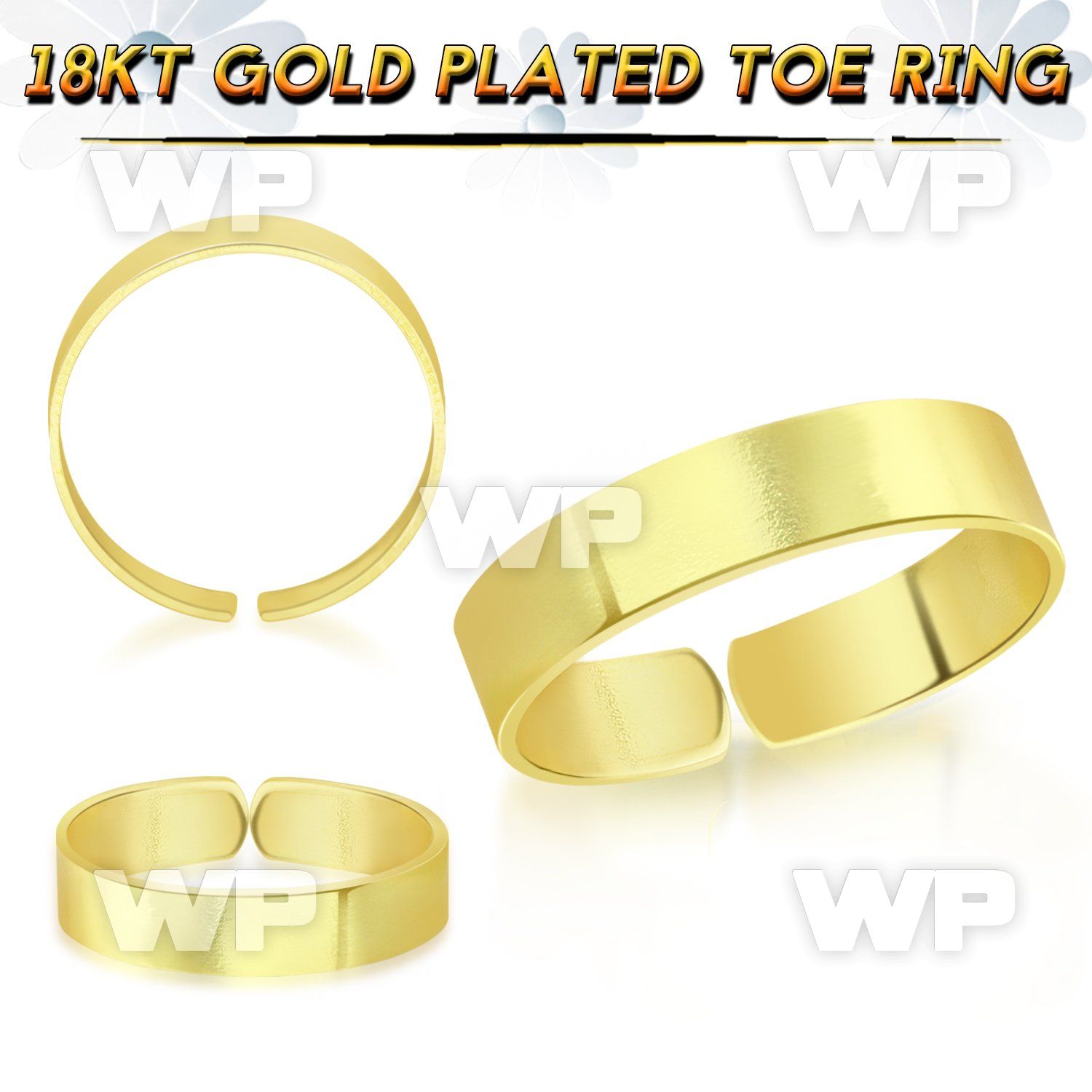 irsep 18kt gold finish silver adjustable toe ring smooth