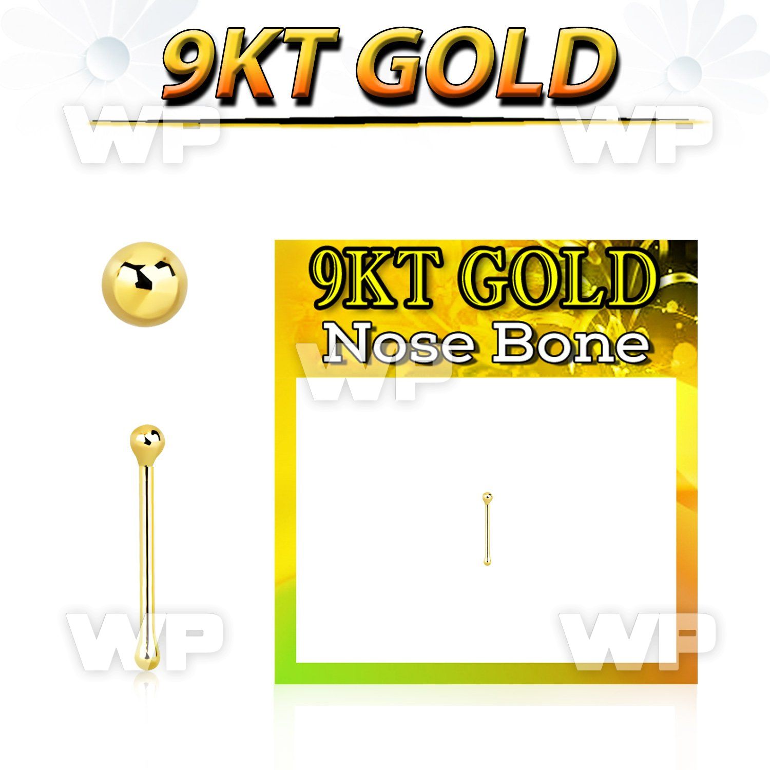 iu449 9kt gold nose bone 1 5mm plain gold ball shaped top nose piercing