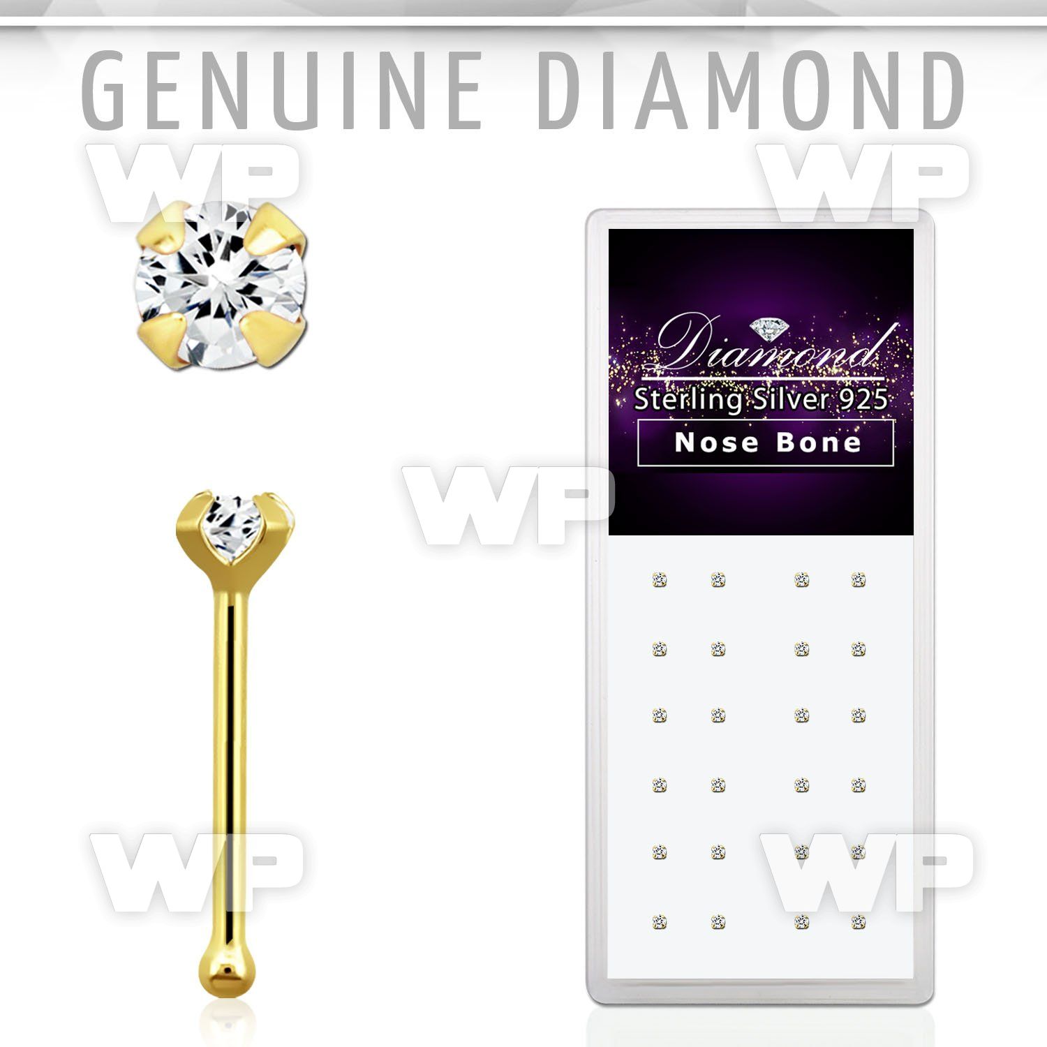 ium14 box of 14kt gold nose bone prong set 1 5m round genuine nose piercing