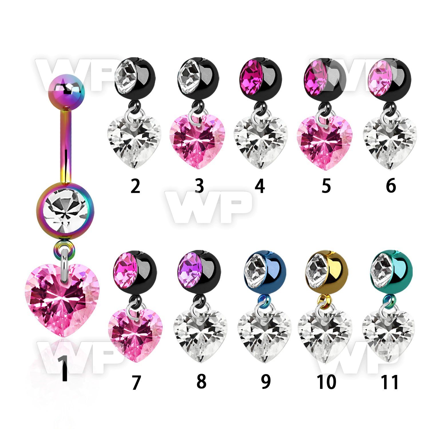 j12gsk9 ion plated steel belly ring l dangling 9mm heart shaped belly piercing