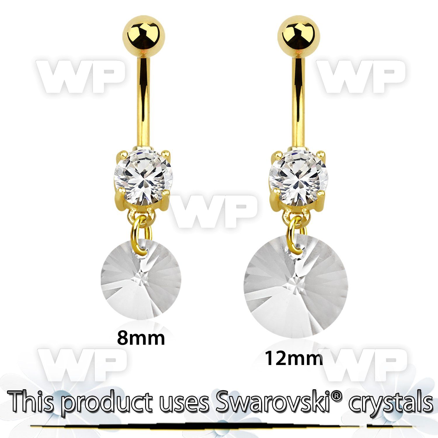 j12let ion plated steel navel bananabell swarovski crystal