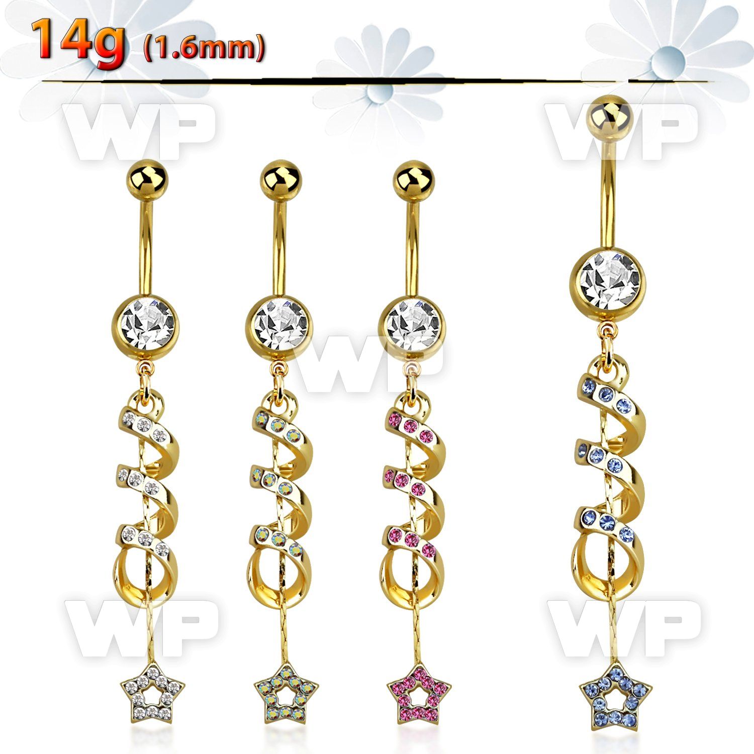 j12lpe gold ion plated 316l steel uns grade s3160 belly ring belly piercing
