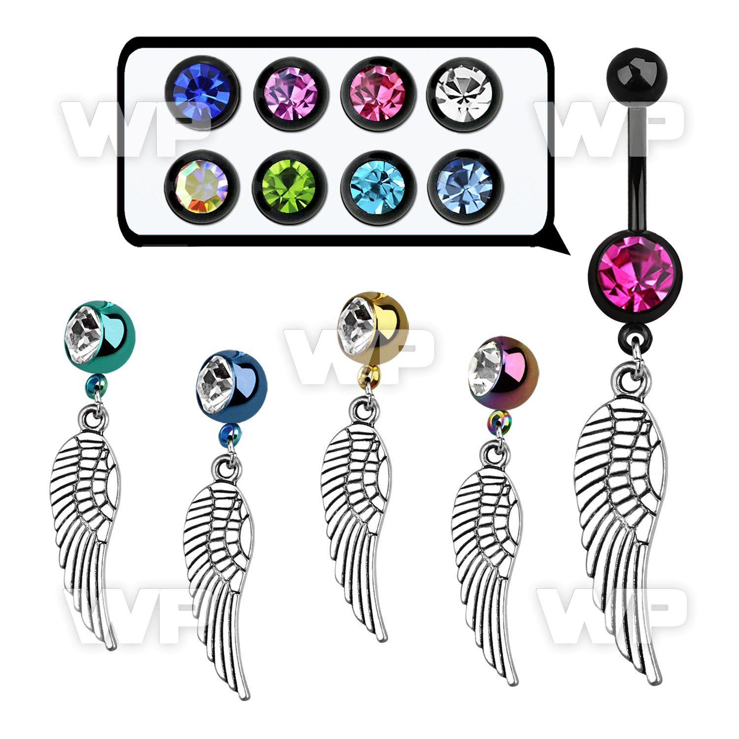 j12ysz ion plated steel belly ring l dangling plain bird wing belly piercing