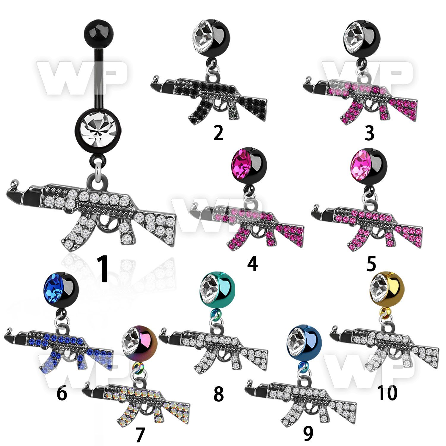 j12yze ion plated steel belly ring l dangling crystal studded belly piercing
