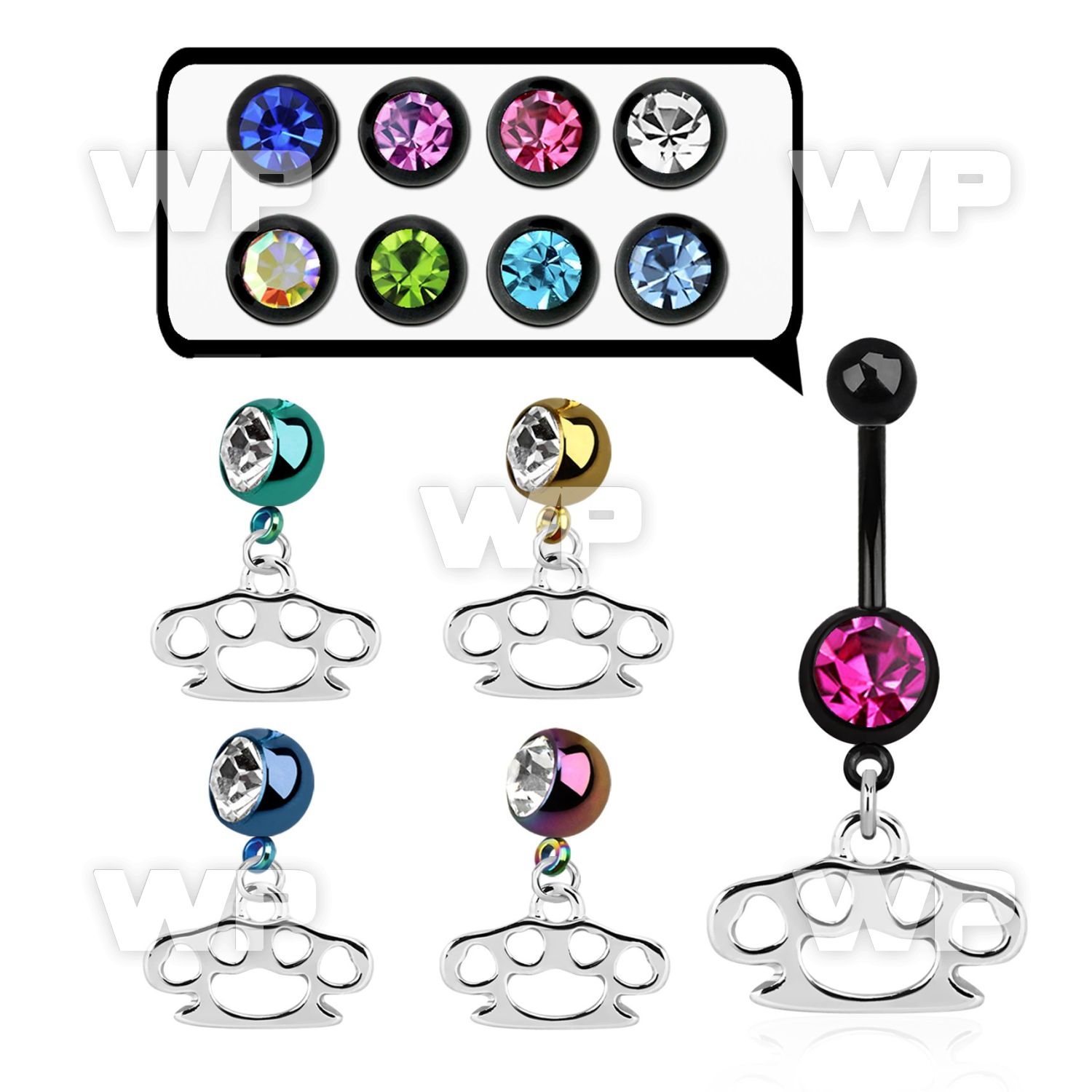 j12zly ion plated steel belly ring l dangling brass knuckle belly piercing