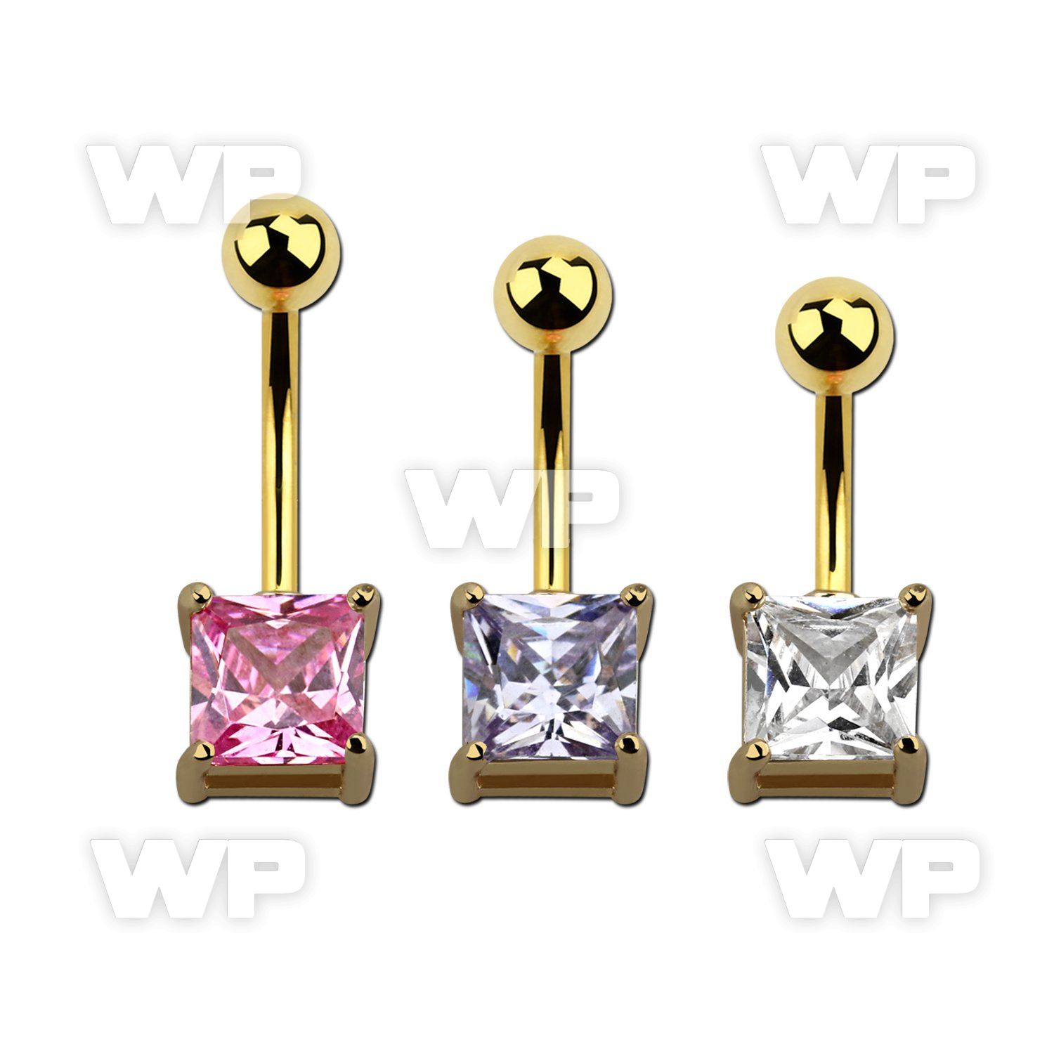 j1igsks gold ion plated 316l steel belly ring w 8mm square prong belly piercing