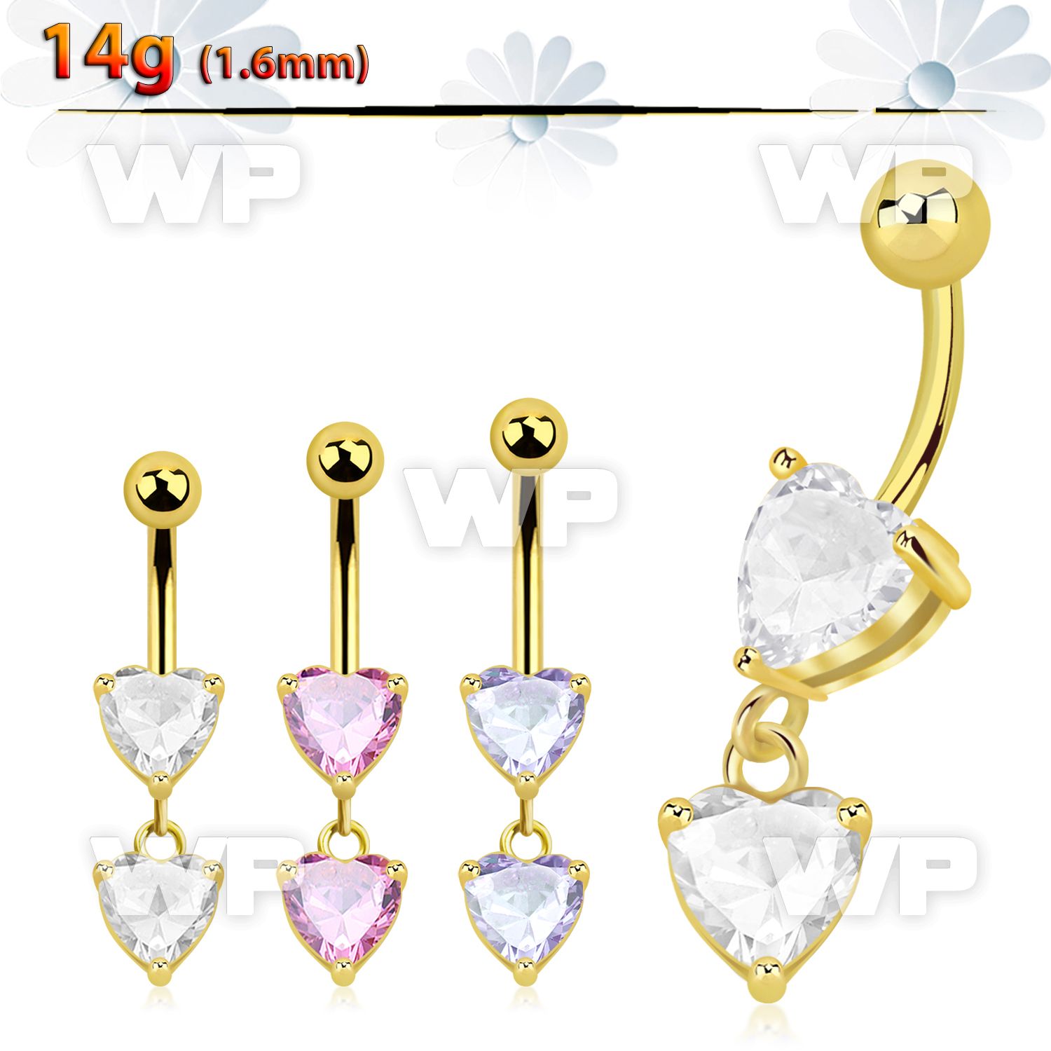 j1igskt gold ion plated 316l steel belly ring w 8mm heart shaped belly piercing
