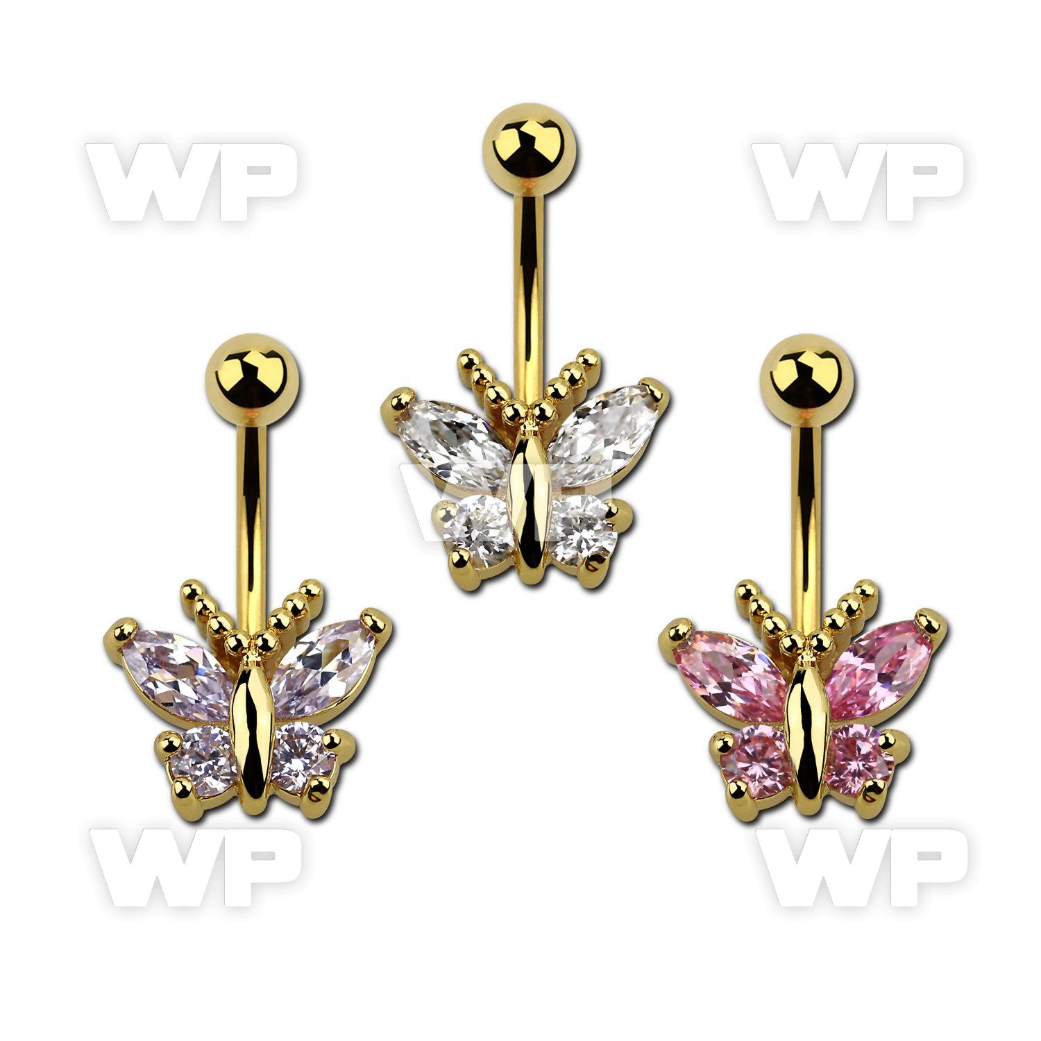 j1igzke gold ion plated 316l steel belly ring lower crystal studd belly piercing