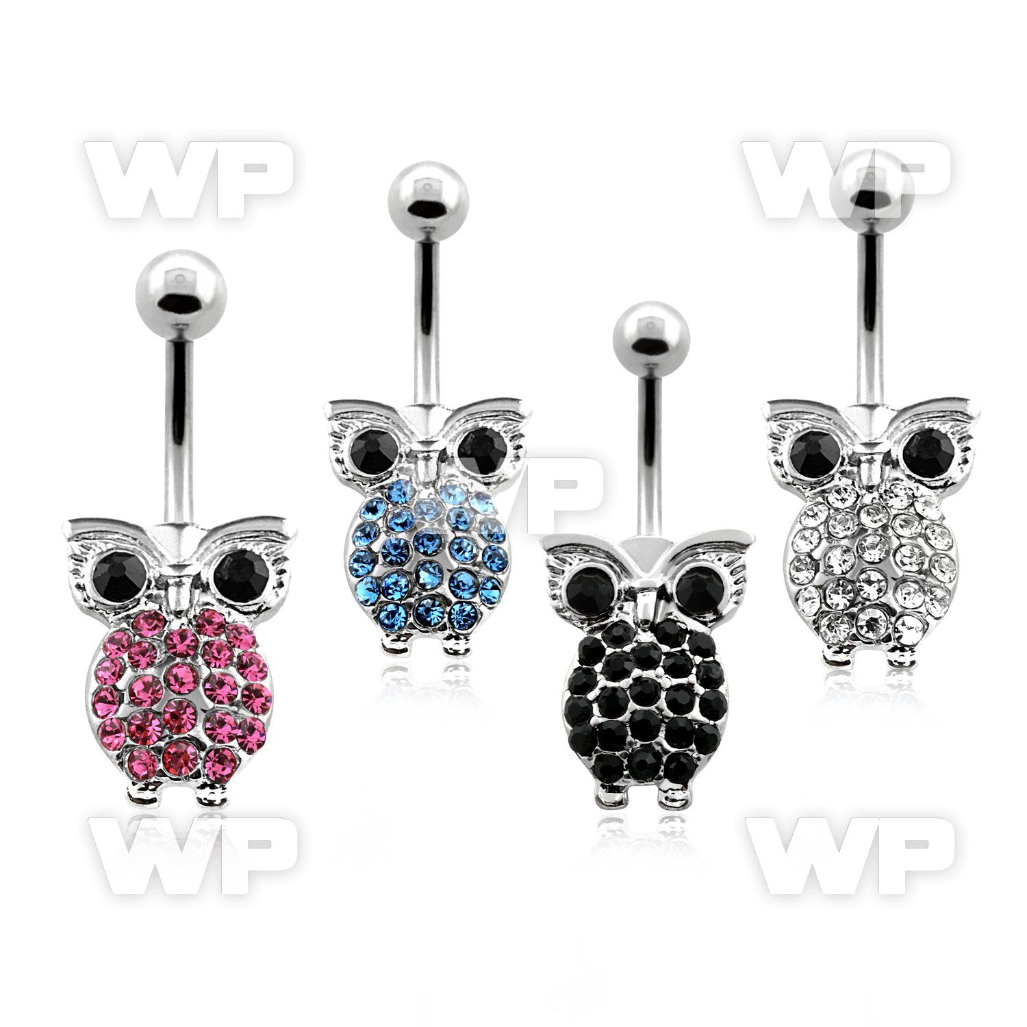 j610se steel belly ring lower crystal owl end length 10mm 3 8 belly piercing