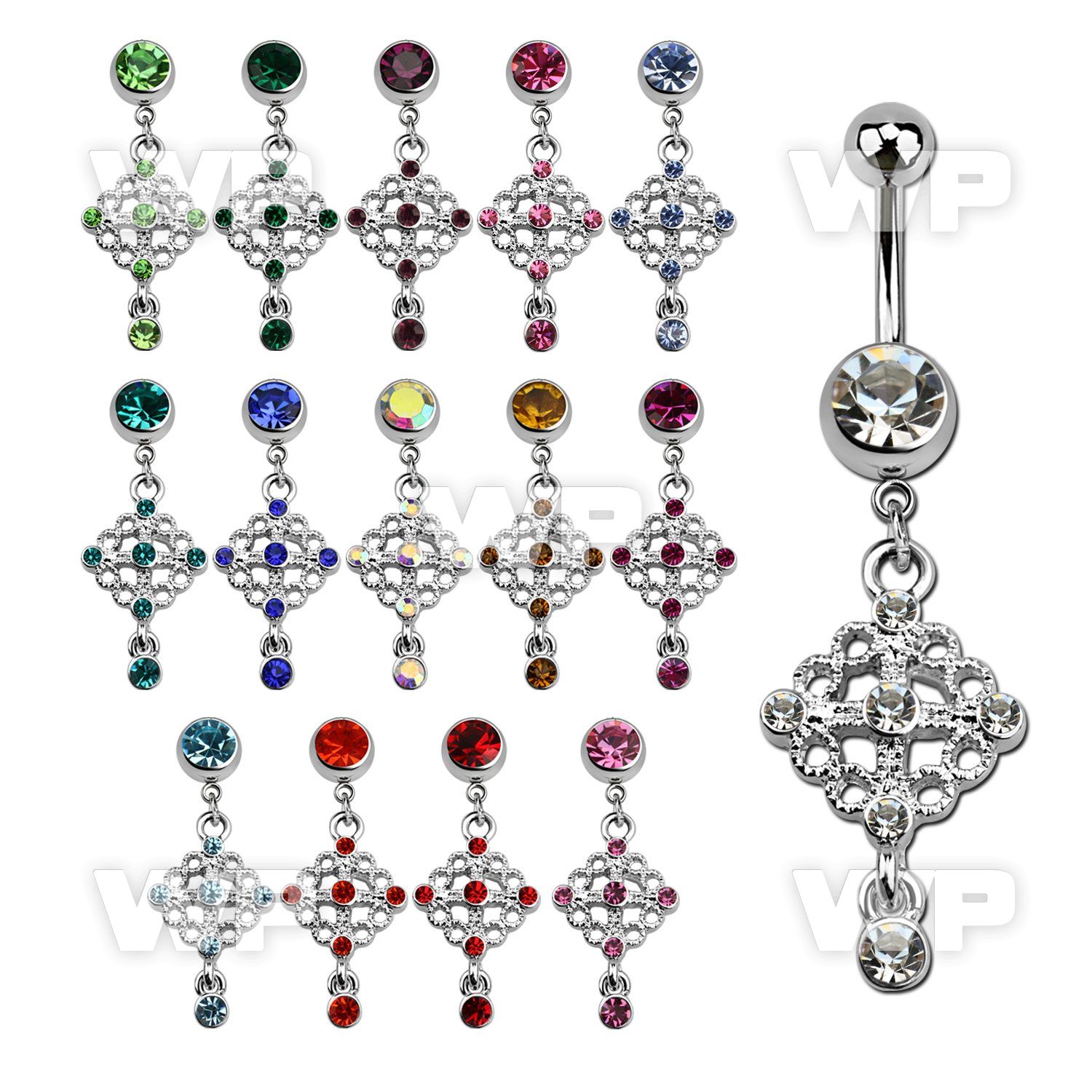 j61ame steel belly ring w dangling crystal ch elier design lengt belly piercing