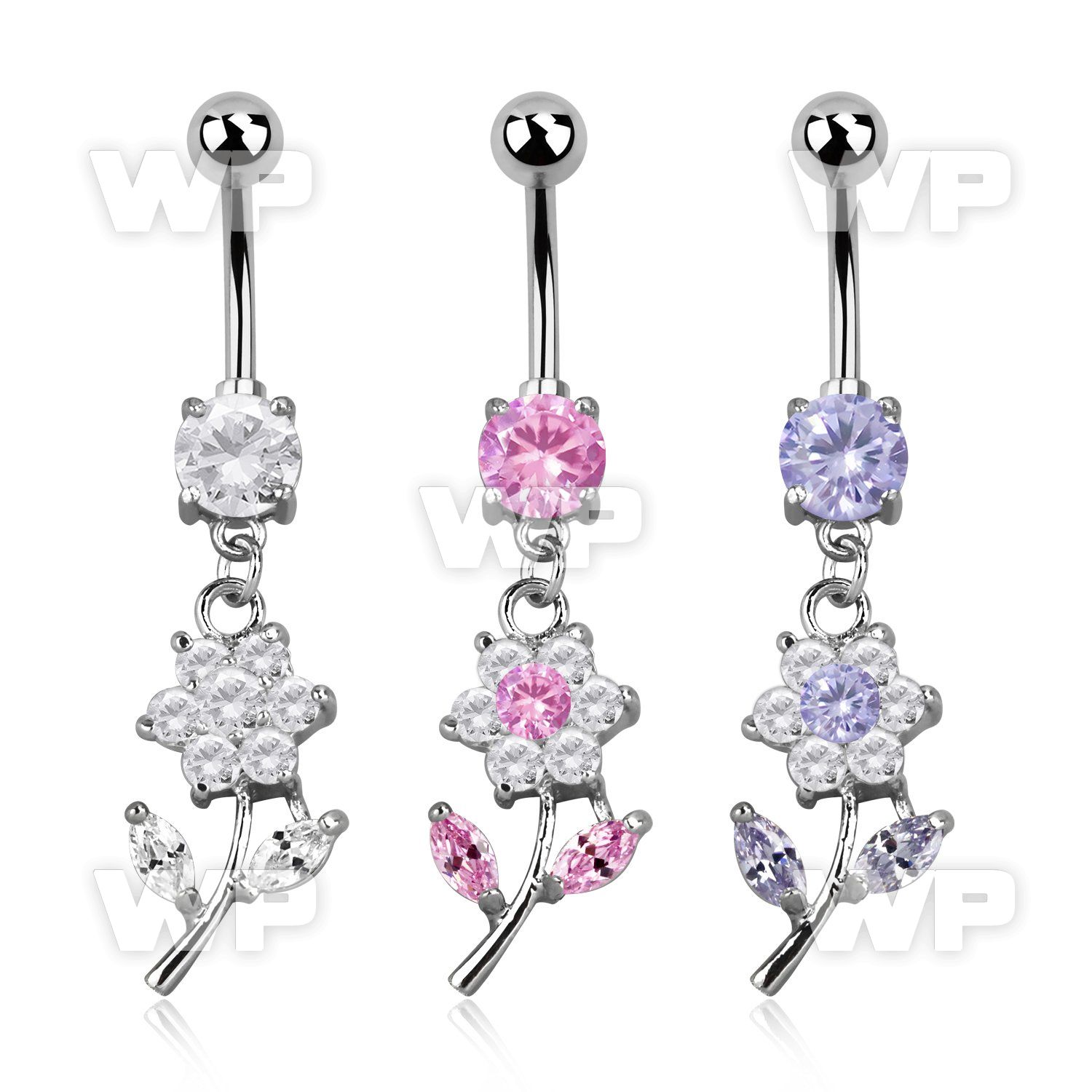 j61gelt steel belly ring lower 8mm prong set cz stone a dangling belly piercing
