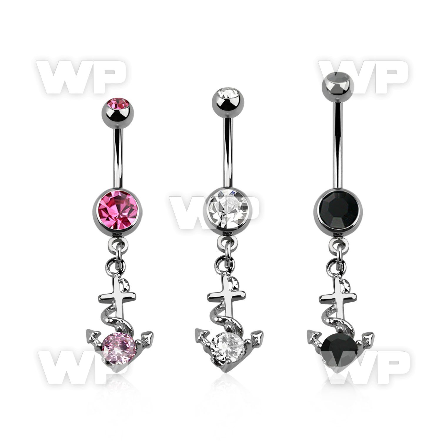 j61gzleu steel belly ring press fit double jewel ball dangling belly piercing