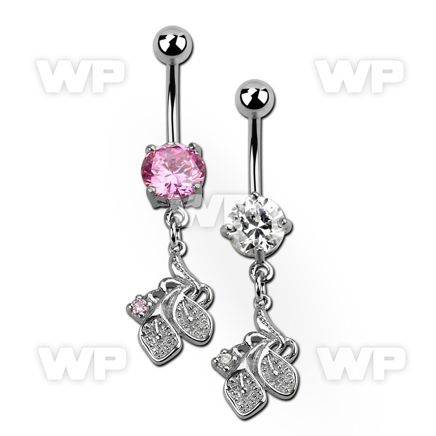 j61gzpk steel belly ring w dangling dangling lily flower design belly piercing