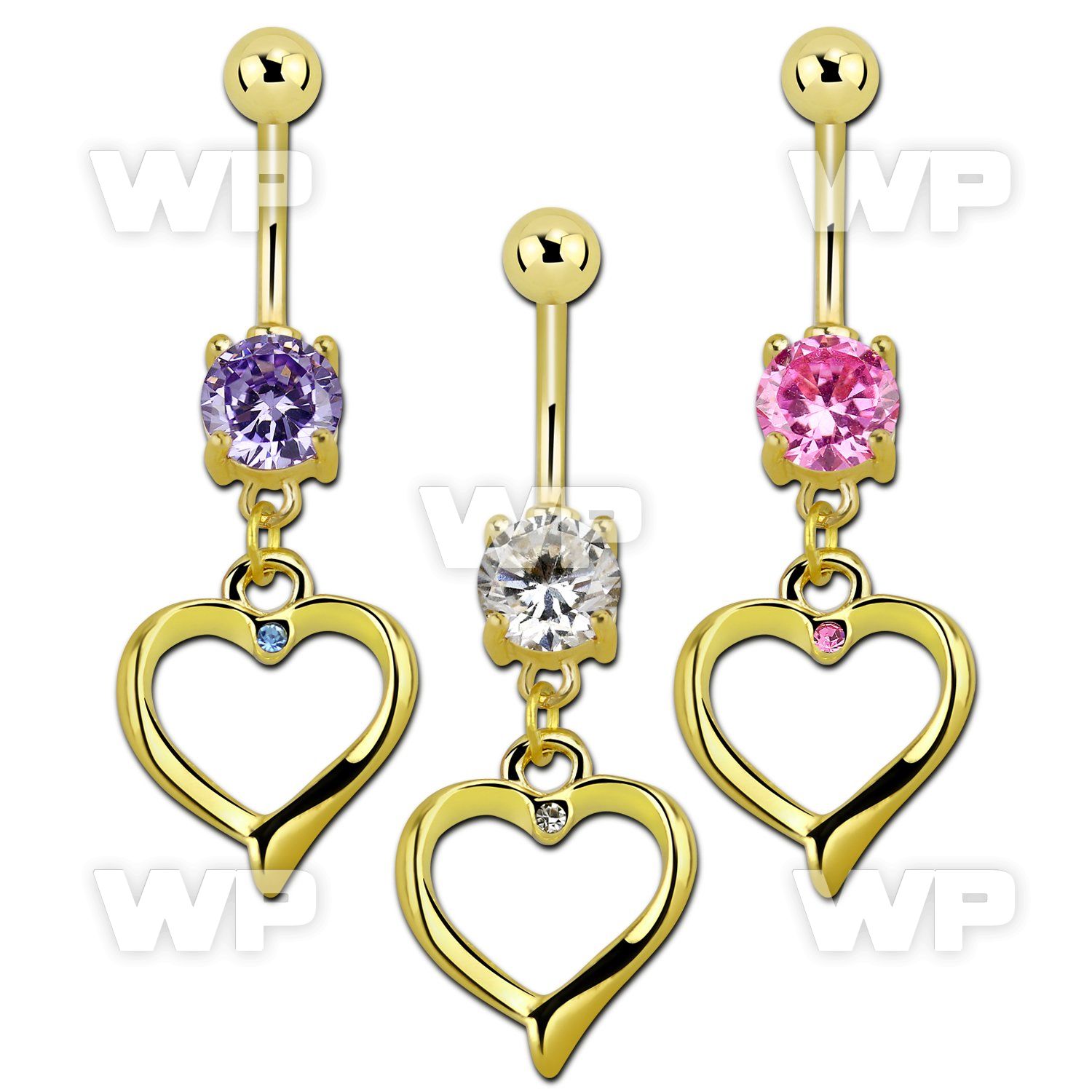 j61gzzz gold plated 316l steel belly ring 8mm prong set cz stone belly piercing