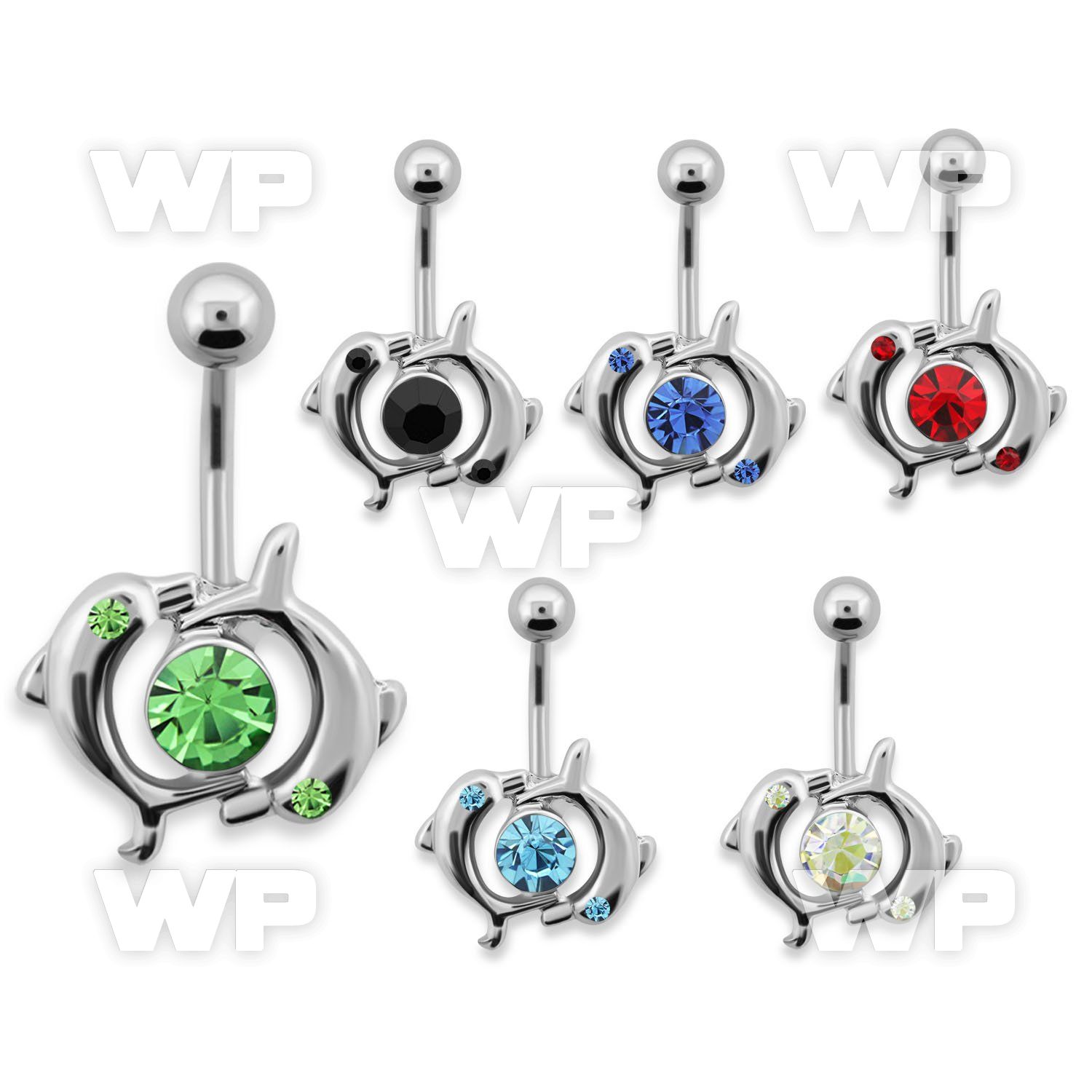 j61mt steel belly ring dangling intertwined dolphin crystal cen belly piercing