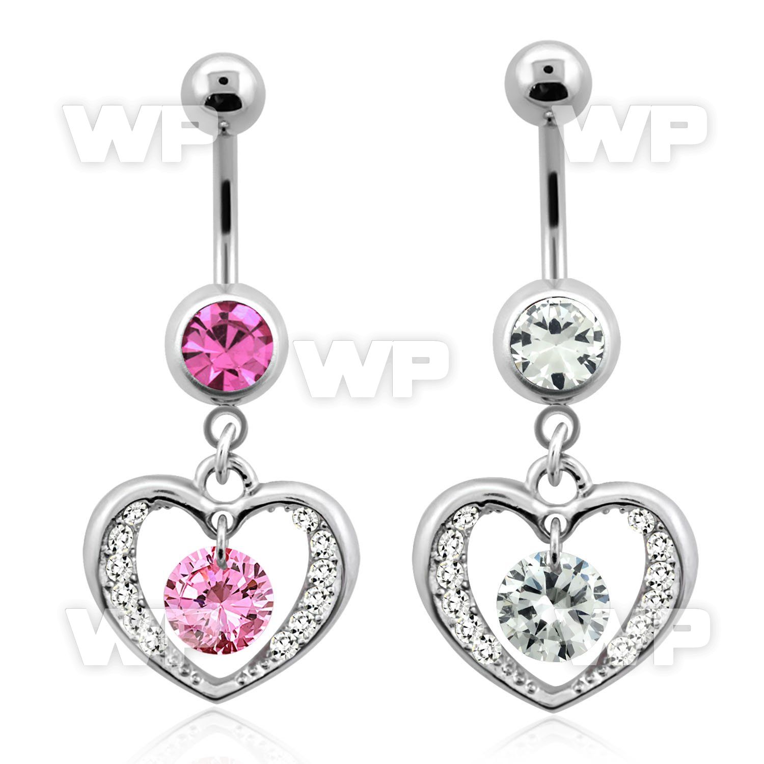 j61sle steel belly ring w 8mm press fit jewel ball round cz sto belly piercing
