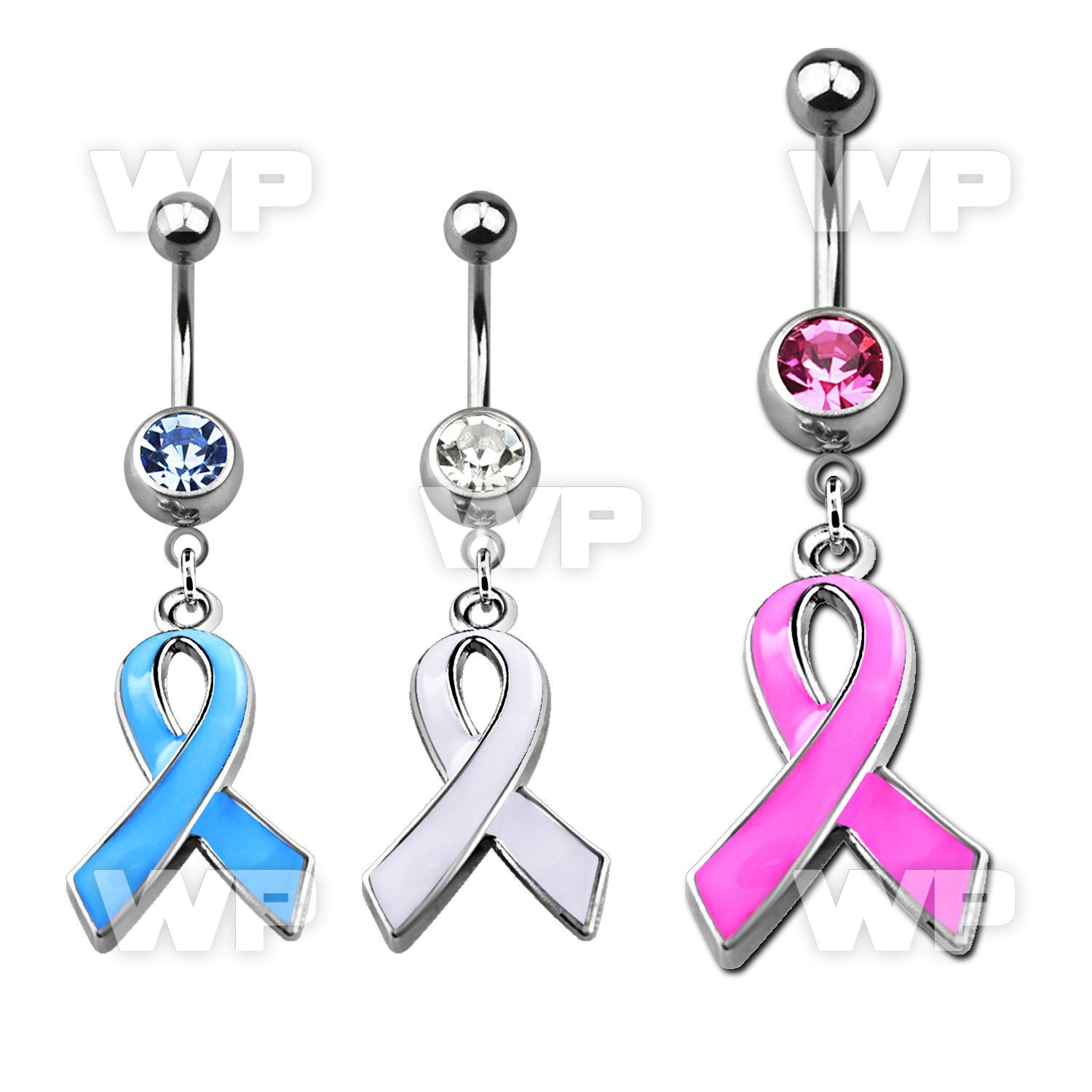 j61spe steel belly ring w dangling painted ribbon design length belly piercing