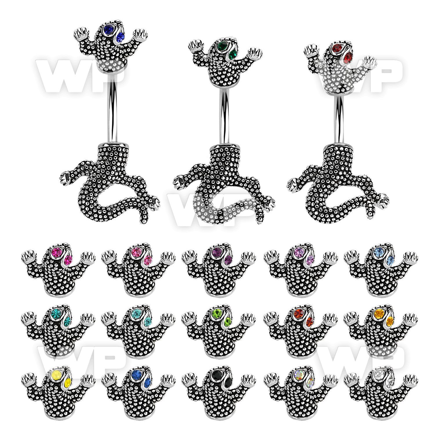 j61ssy steel belly ring crystal eyed lizard top ending length belly piercing