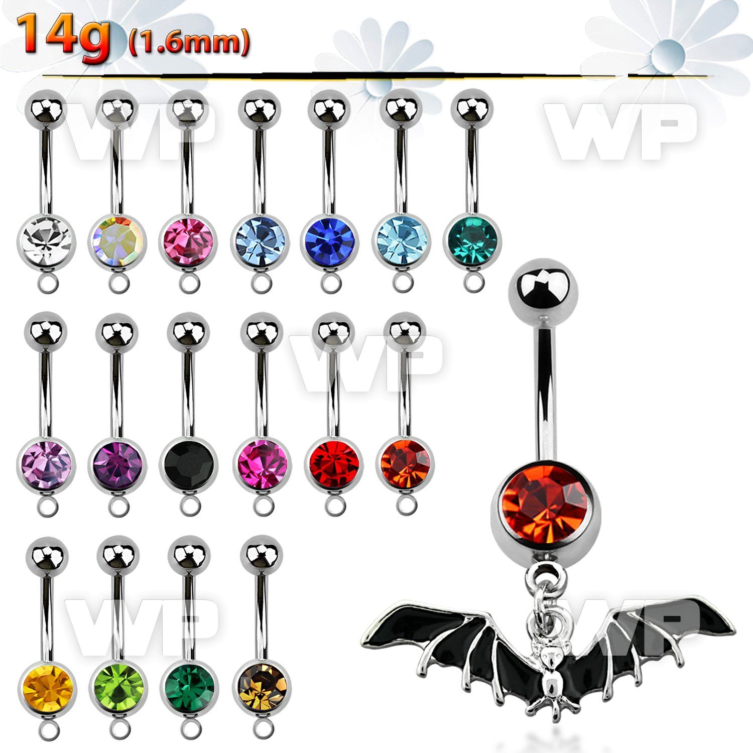 j61sy9 steel belly ring w dangling black bat length 10mm 3 8 belly piercing
